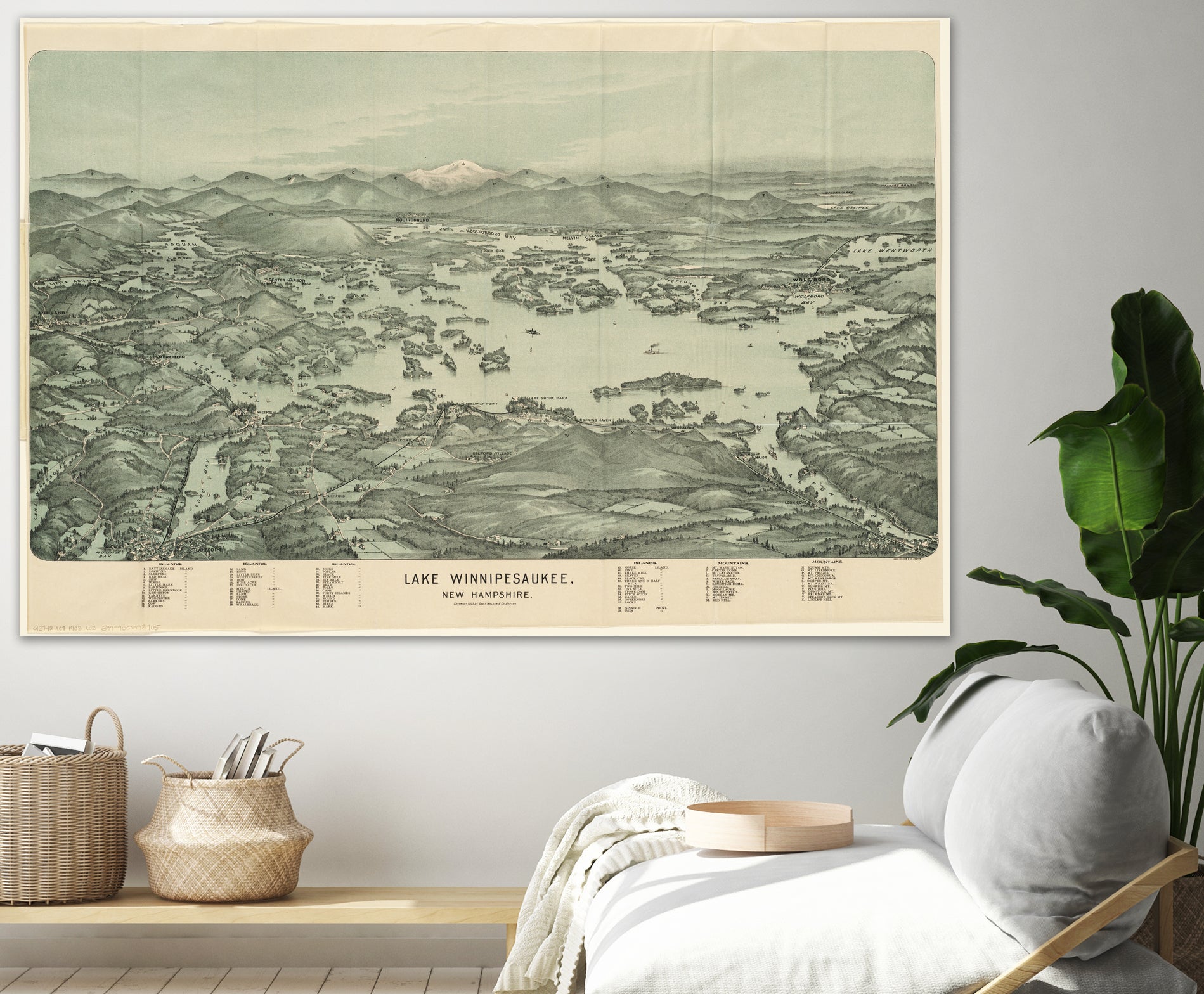 Vintage Map of Lake Winnipesaukee (1903) by Adam Shaw on GIANT ART - white photo illustration