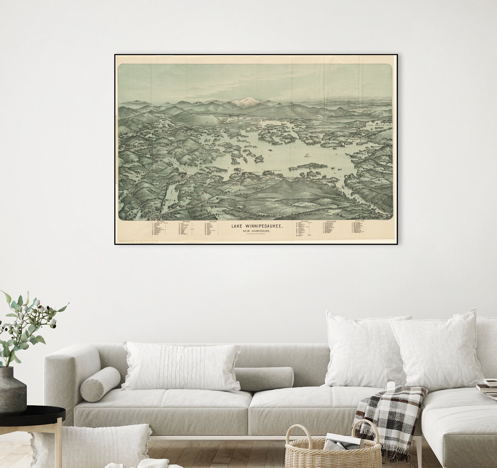 Vintage Map of Lake Winnipesaukee (1903) by Adam Shaw on GIANT ART - white photo illustration