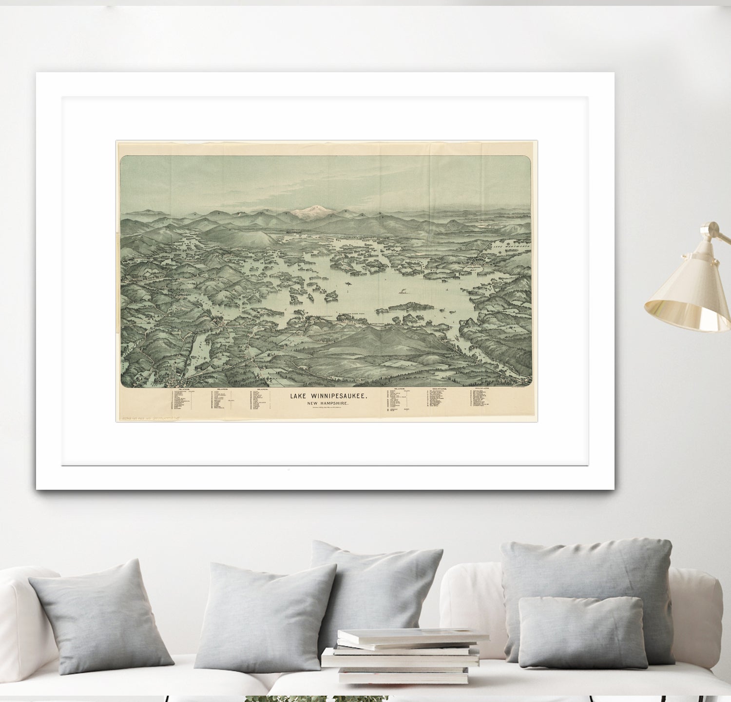 Vintage Map of Lake Winnipesaukee (1903) by Adam Shaw on GIANT ART - white photo illustration