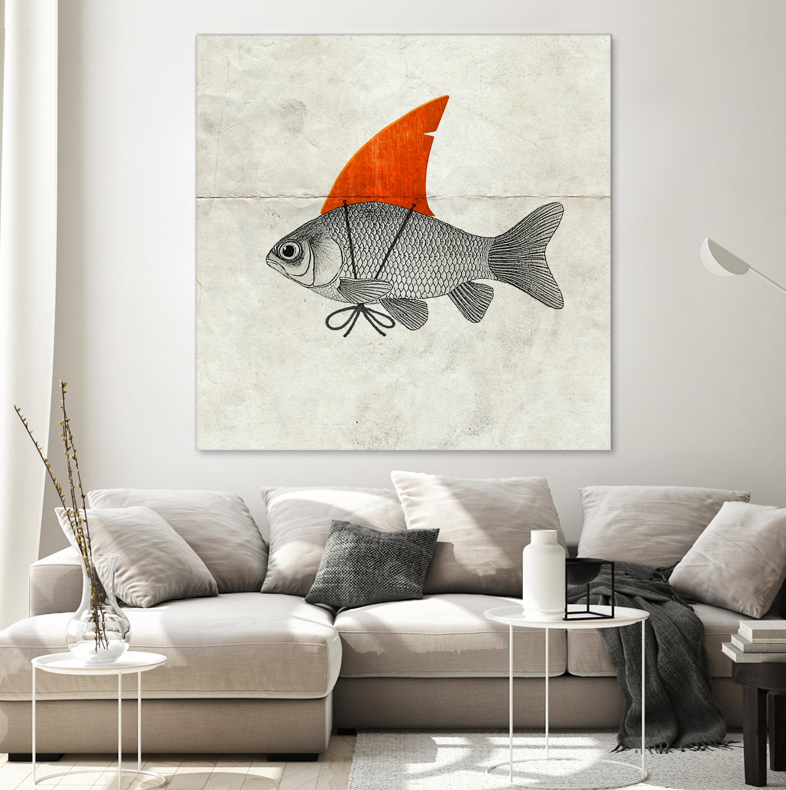 Goldfish with a Shark Fin by Vin Zzep on GIANT ART - white digital painting