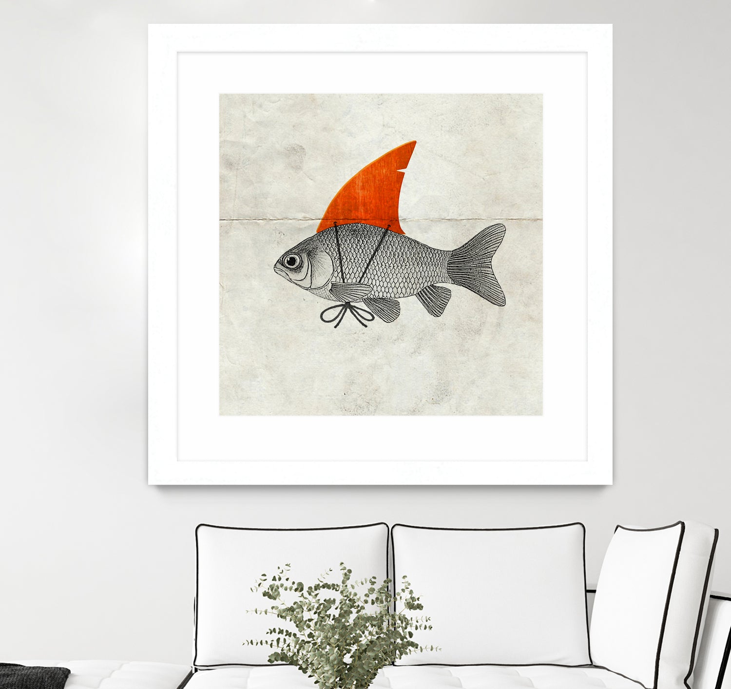 Goldfish with a Shark Fin by Vin Zzep on GIANT ART - white digital painting