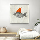 Goldfish with a Shark Fin by Vin Zzep on GIANT ART - white digital painting