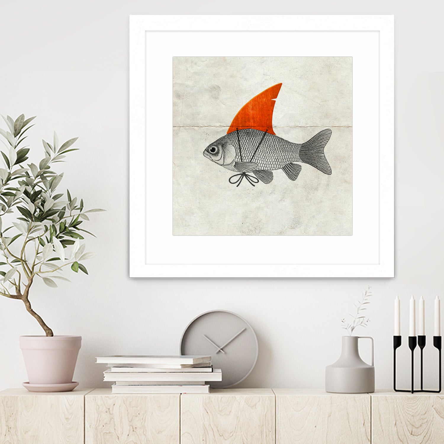 Goldfish with a Shark Fin by Vin Zzep on GIANT ART - white digital painting