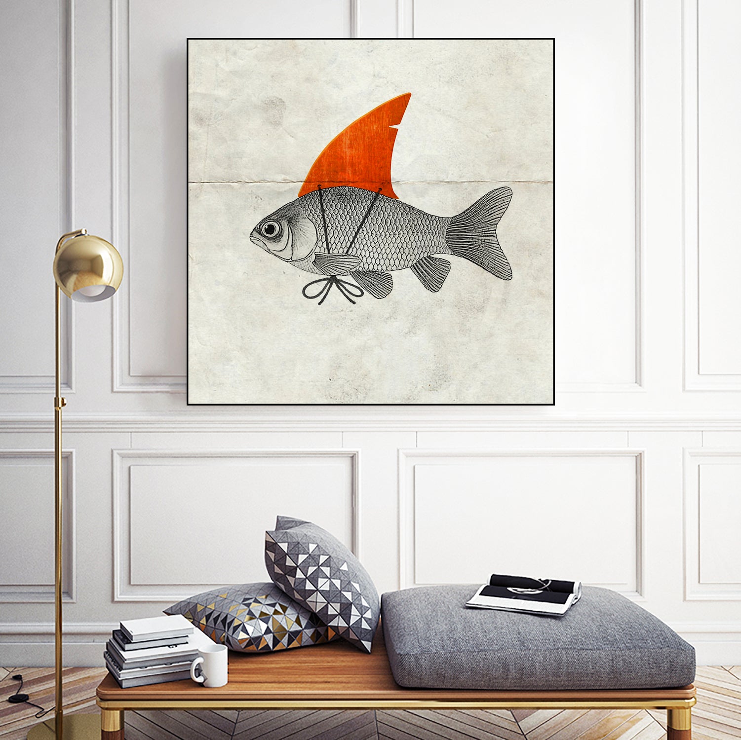 Goldfish with a Shark Fin by Vin Zzep on GIANT ART - white digital painting