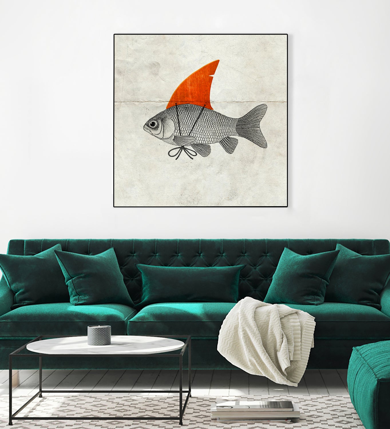 Goldfish with a Shark Fin by Vin Zzep on GIANT ART - white digital painting