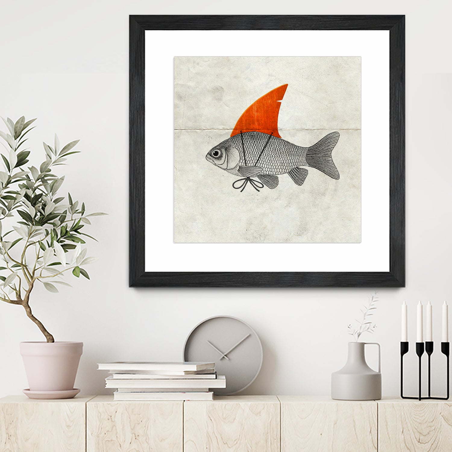 Goldfish with a Shark Fin by Vin Zzep on GIANT ART - white digital painting