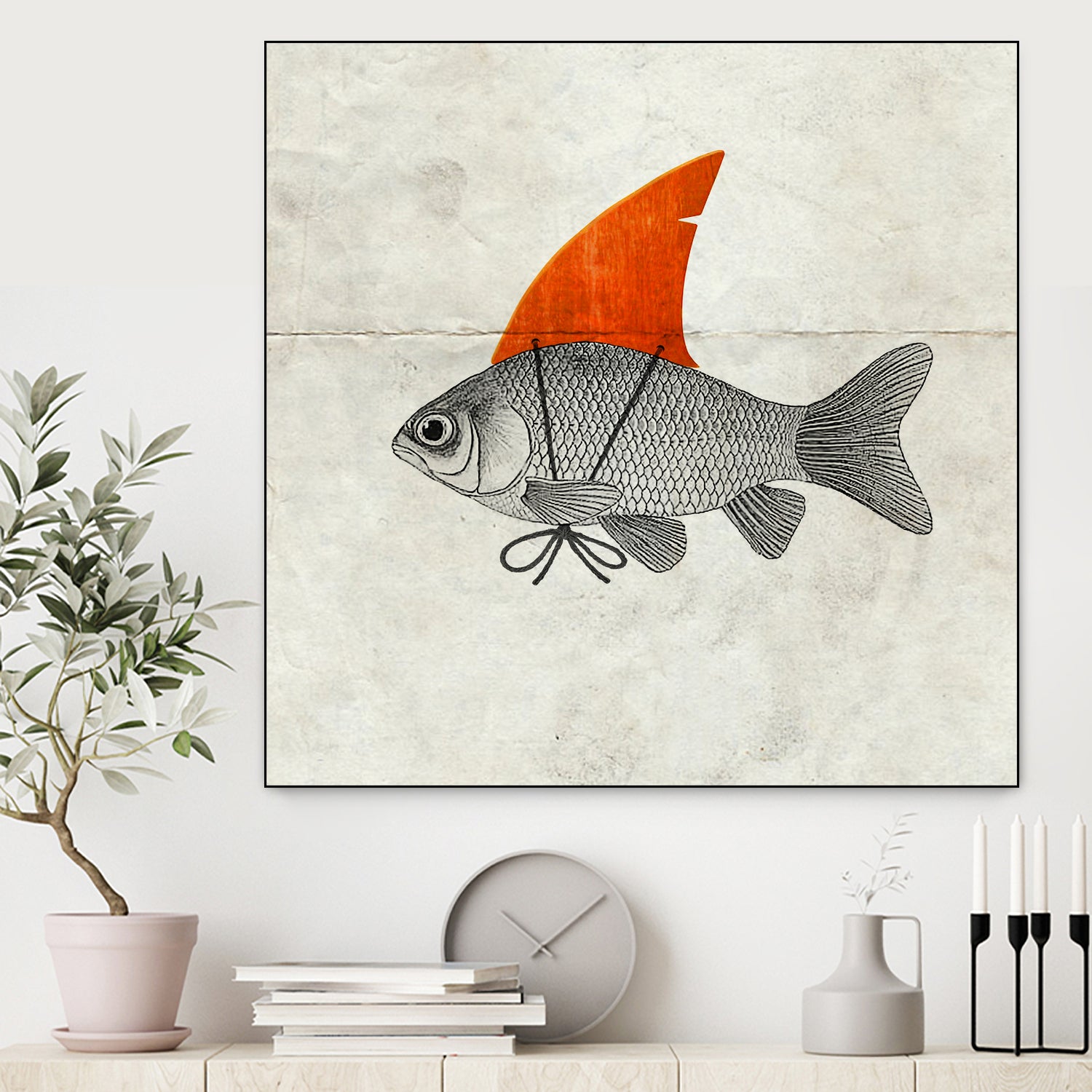 Goldfish with a Shark Fin by Vin Zzep on GIANT ART - white digital painting