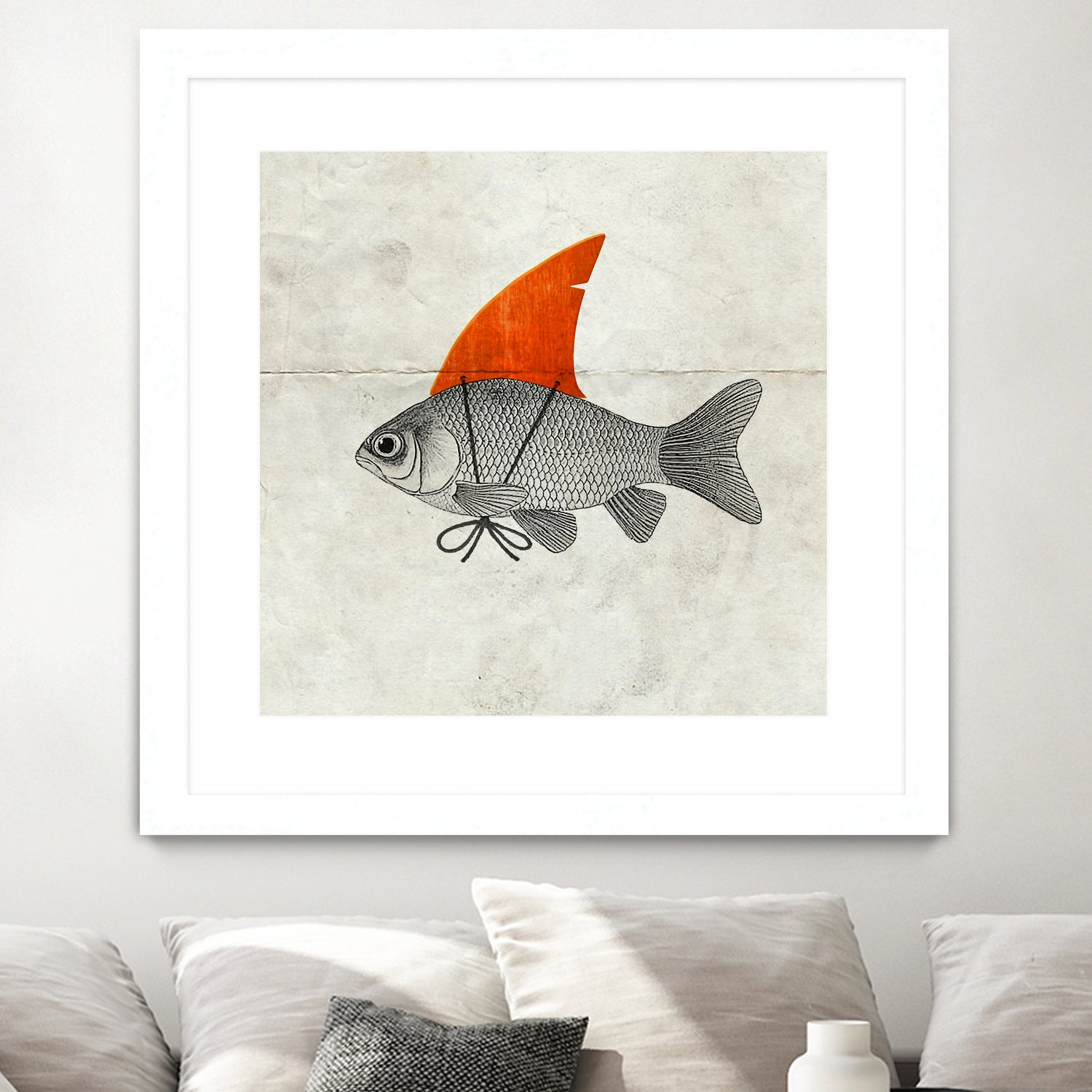 Goldfish with a Shark Fin by Vin Zzep on GIANT ART - white digital painting