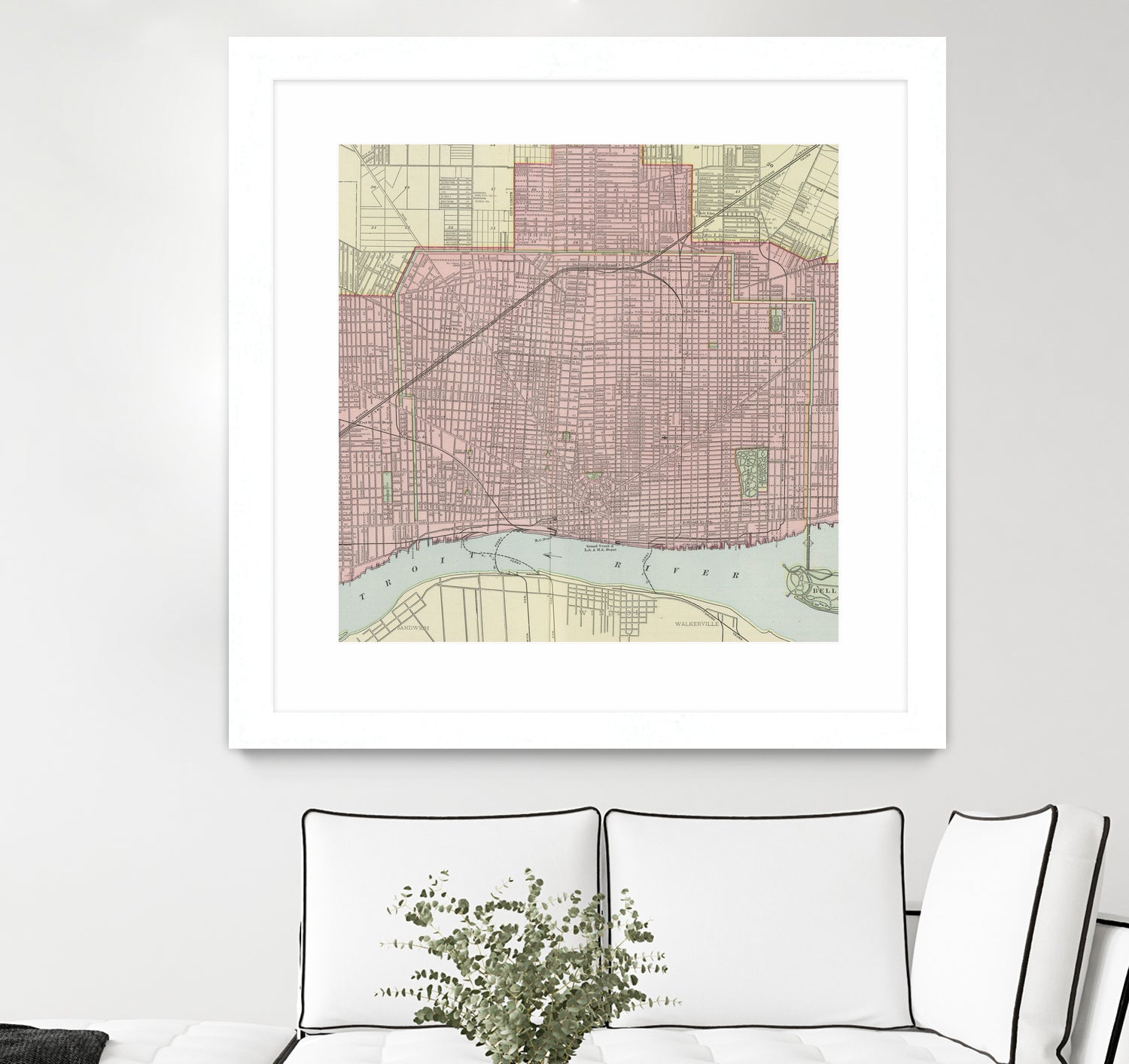 Vintage Map of Detroit Michigan (1901) by Adam Shaw on GIANT ART - white photo illustration