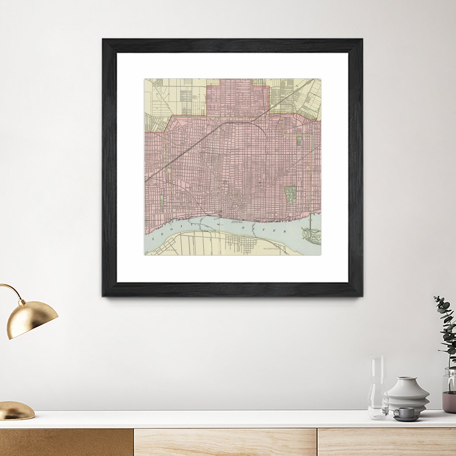 Vintage Map of Detroit Michigan (1901) by Adam Shaw on GIANT ART - white photo illustration