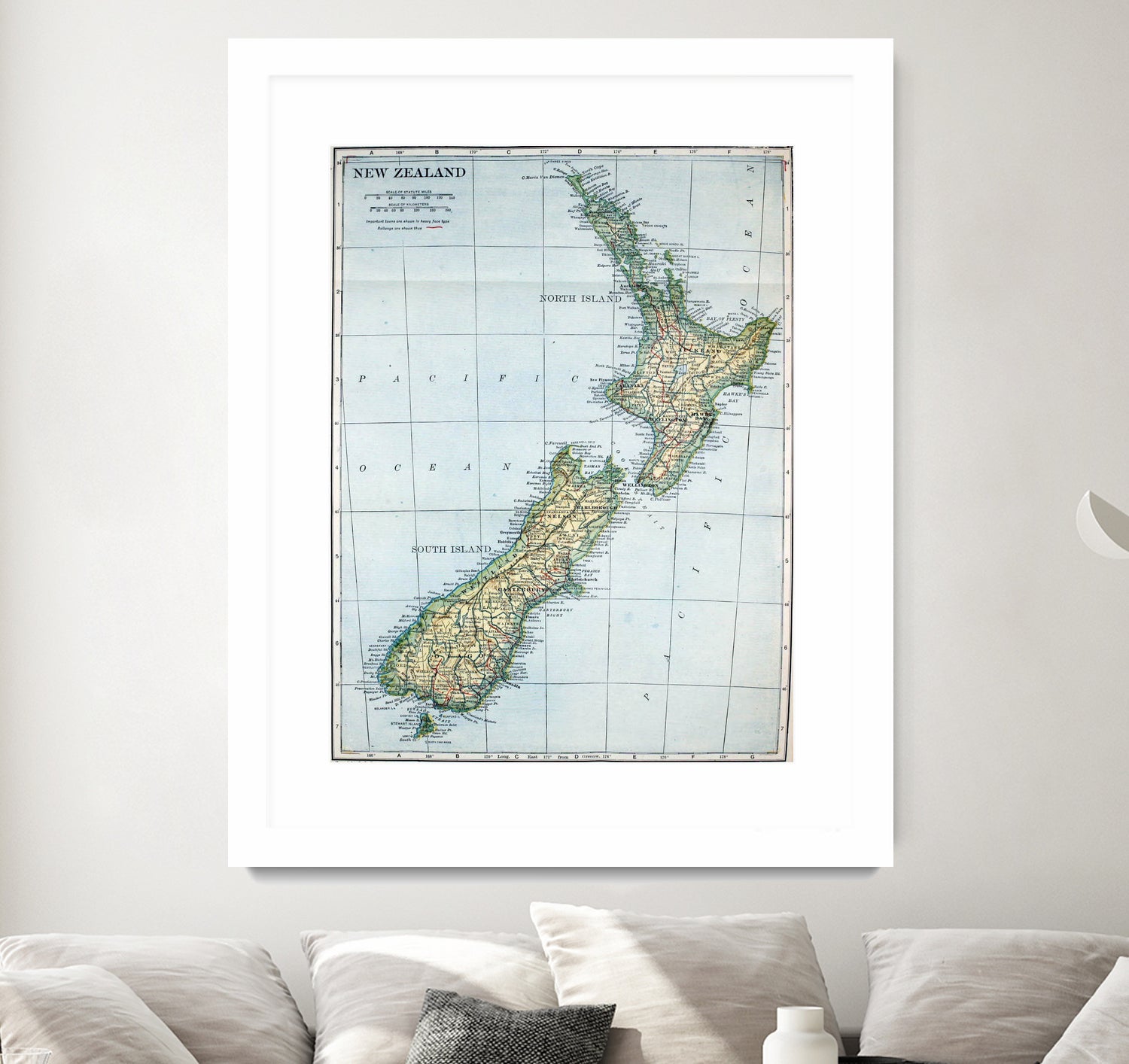 Vintage Map of New Zealand (1921) by Adam Shaw on GIANT ART - white photo illustration