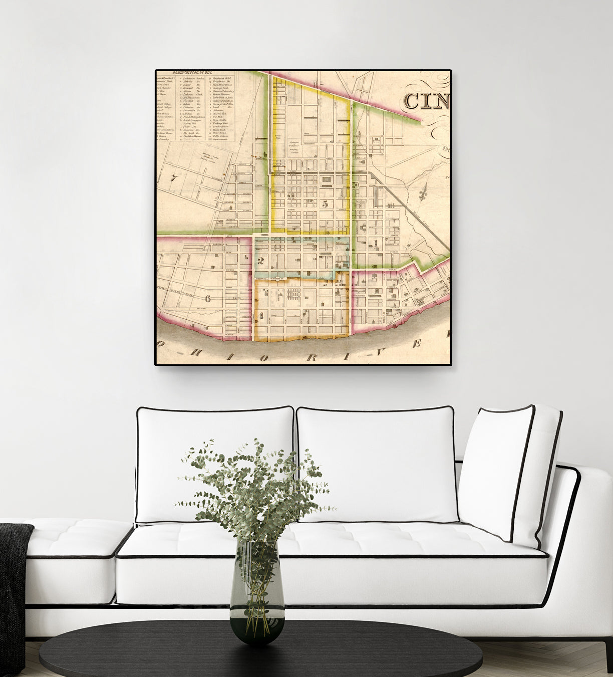 Vintage Map of Cincinnati Ohio (1841) by Adam Shaw on GIANT ART - white photo illustration