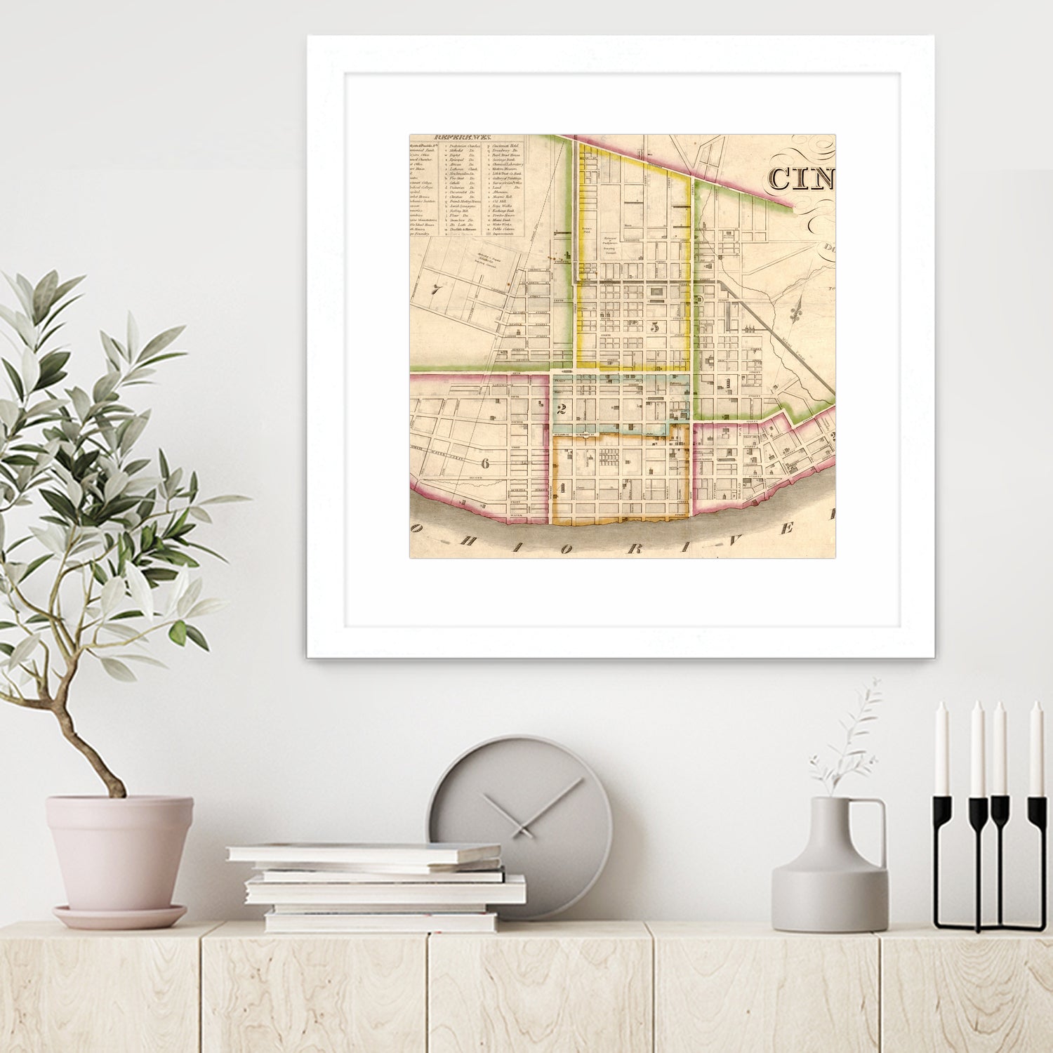 Vintage Map of Cincinnati Ohio (1841) by Adam Shaw on GIANT ART - white photo illustration