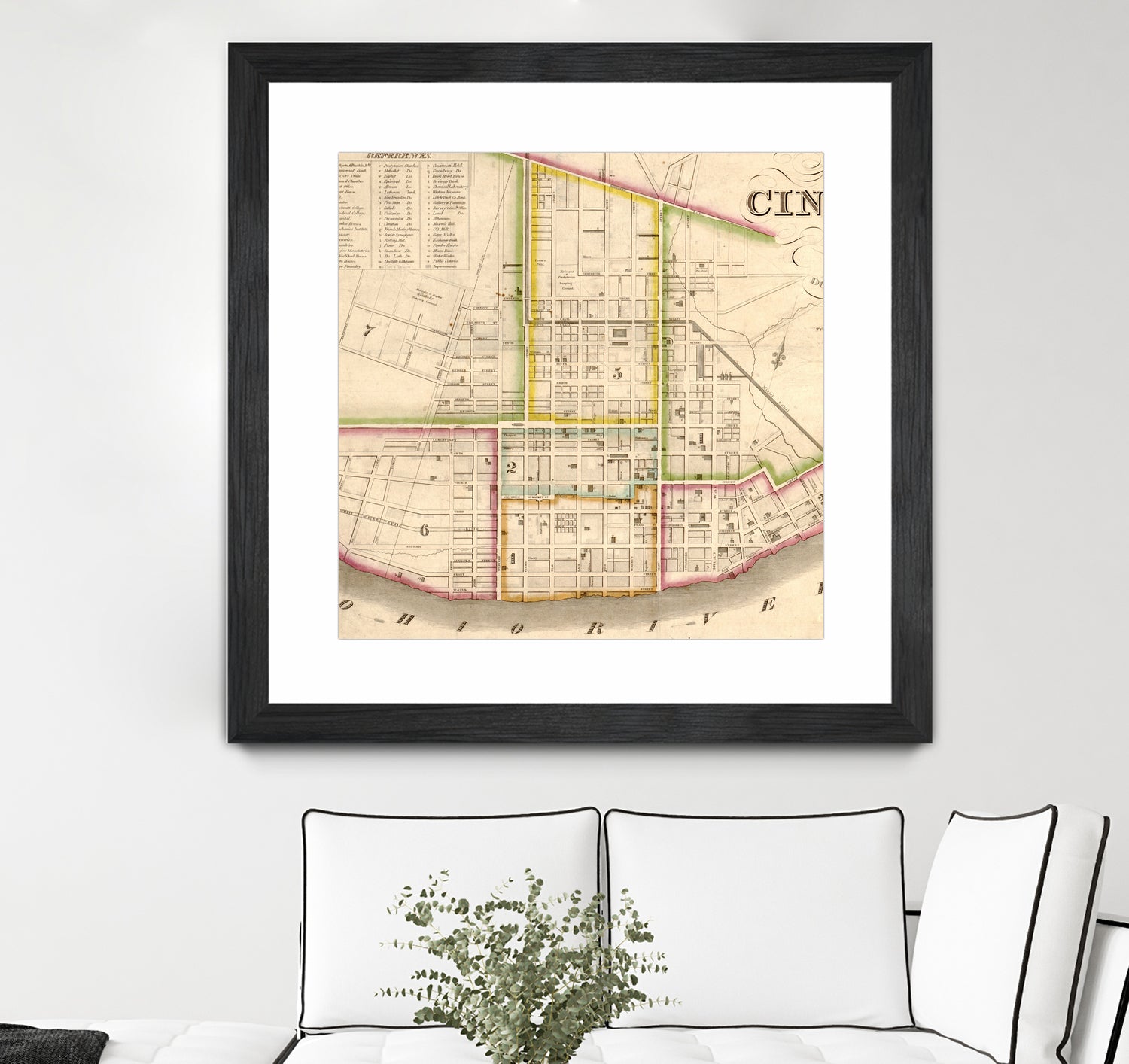 Vintage Map of Cincinnati Ohio (1841) by Adam Shaw on GIANT ART - white photo illustration