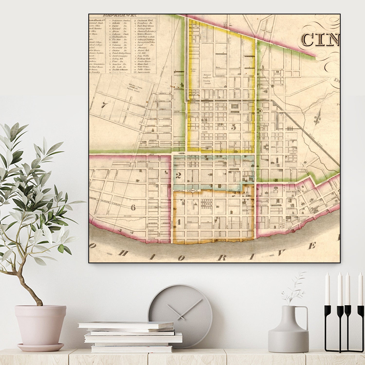 Vintage Map of Cincinnati Ohio (1841) by Adam Shaw on GIANT ART - white photo illustration