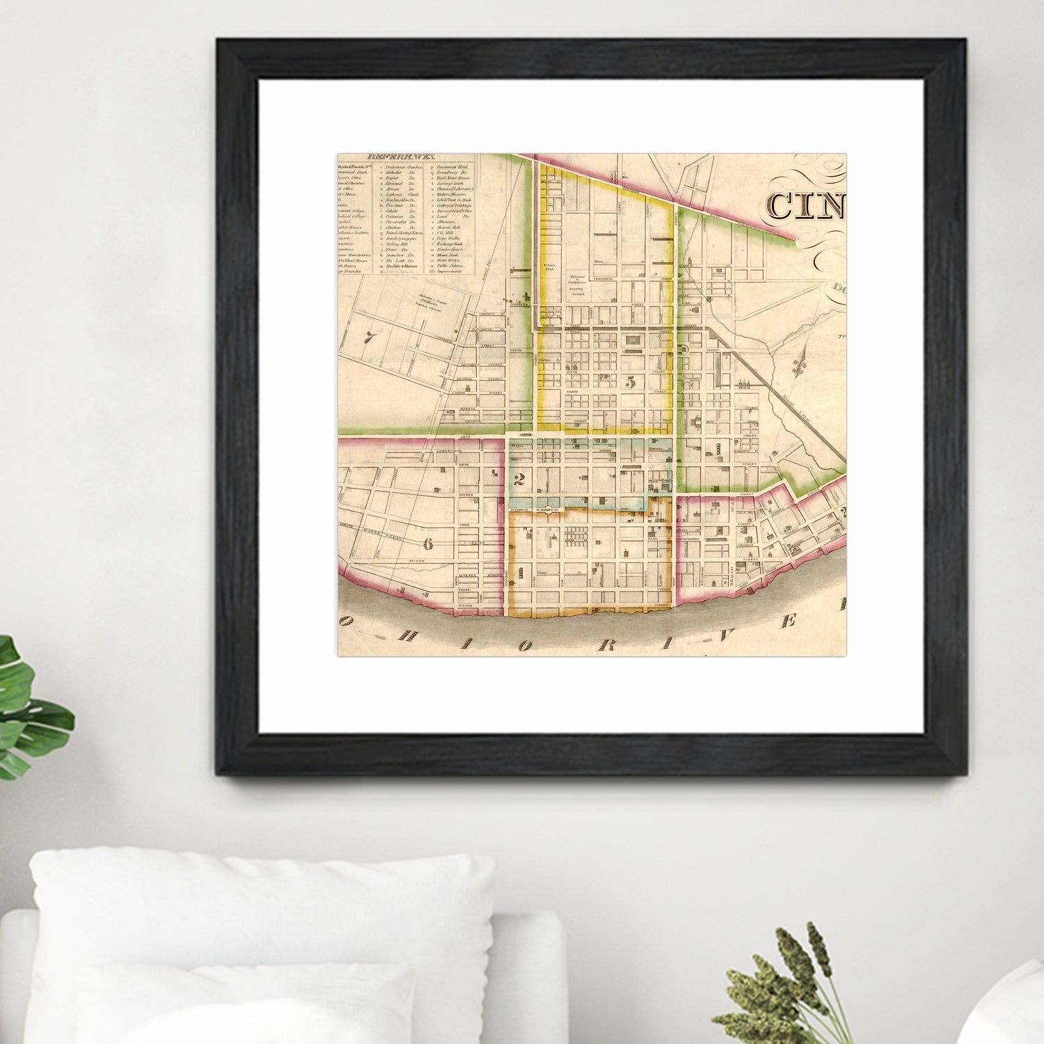 Vintage Map of Cincinnati Ohio (1841) by Adam Shaw on GIANT ART - white photo illustration