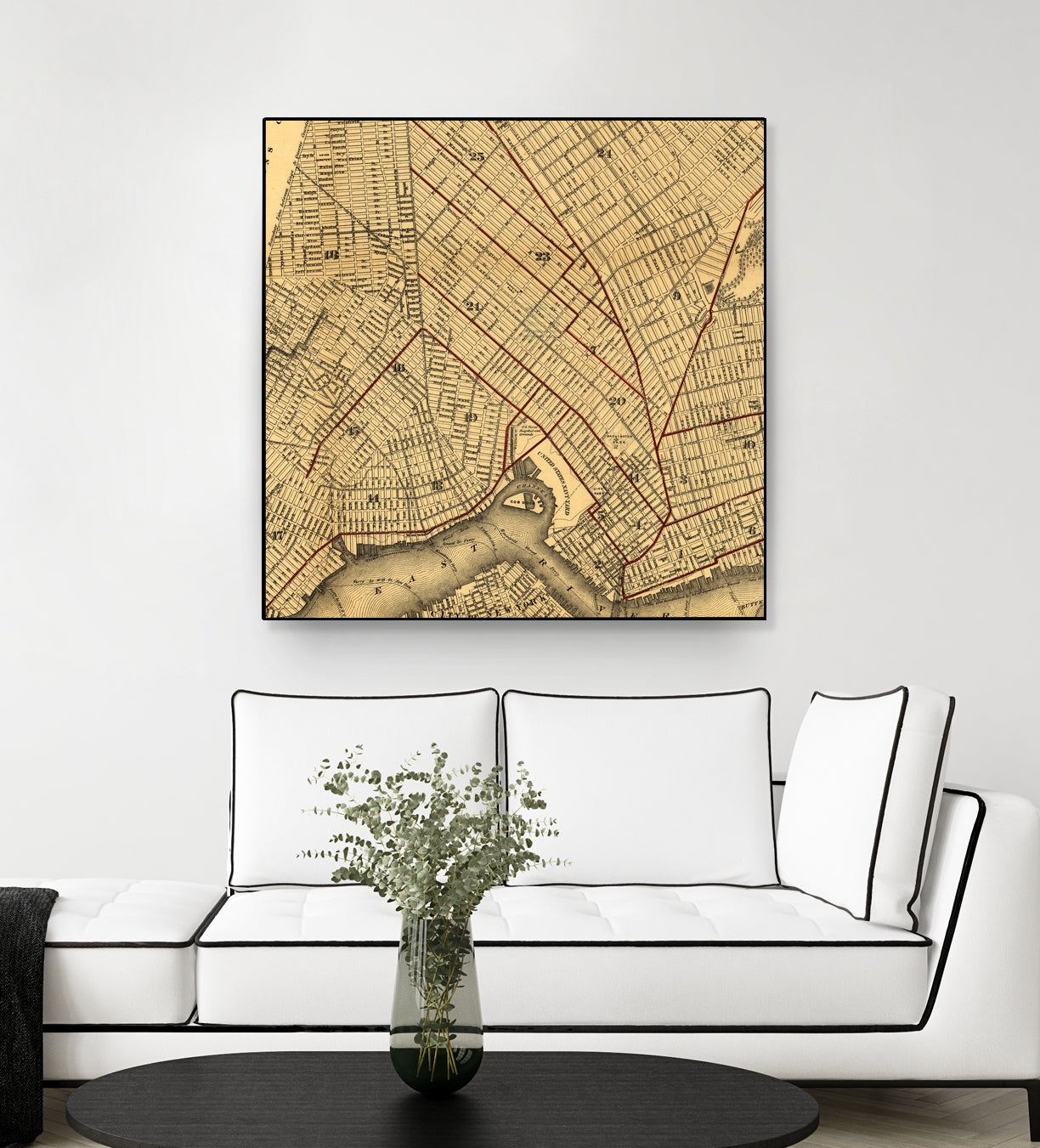 Vintage Map of Brooklyn New York (1874) by Adam Shaw on GIANT ART - white photo illustration