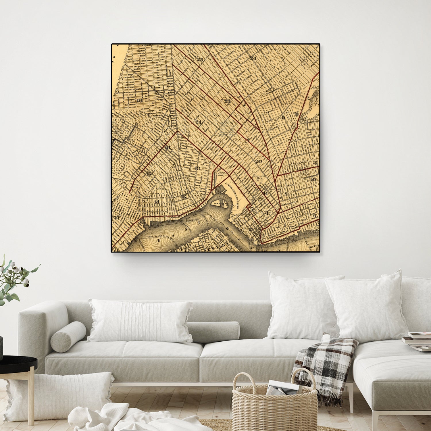 Vintage Map of Brooklyn New York (1874) by Adam Shaw on GIANT ART - white photo illustration