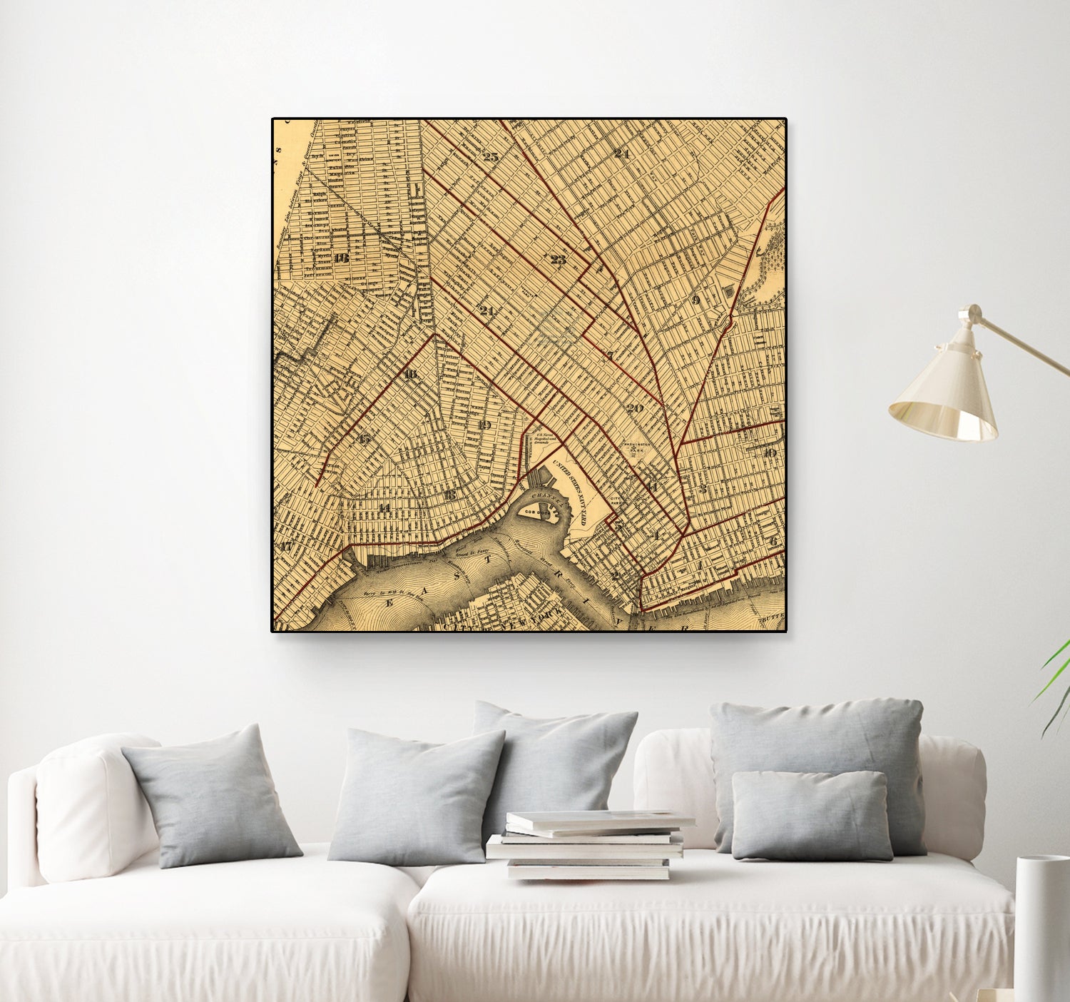 Vintage Map of Brooklyn New York (1874) by Adam Shaw on GIANT ART - white photo illustration