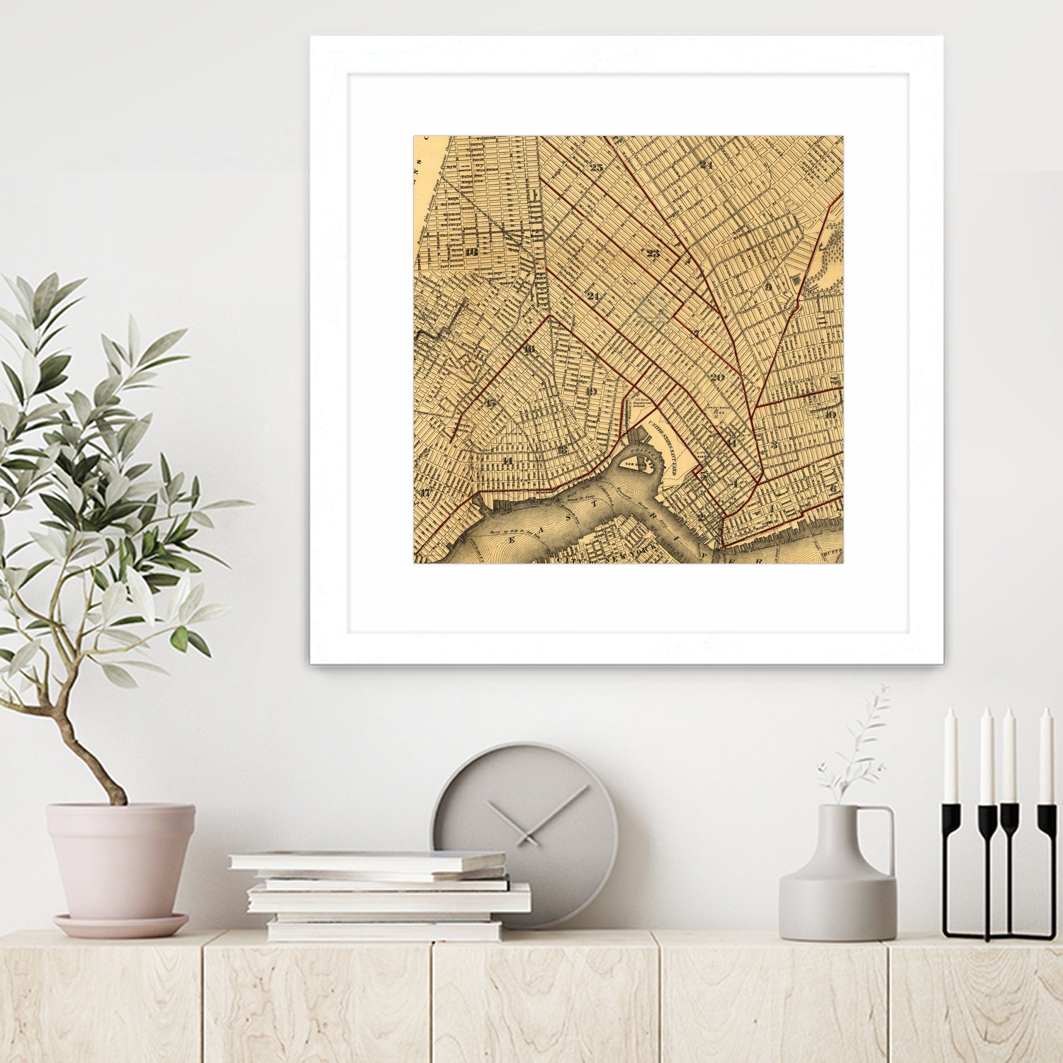 Vintage Map of Brooklyn New York (1874) by Adam Shaw on GIANT ART - white photo illustration