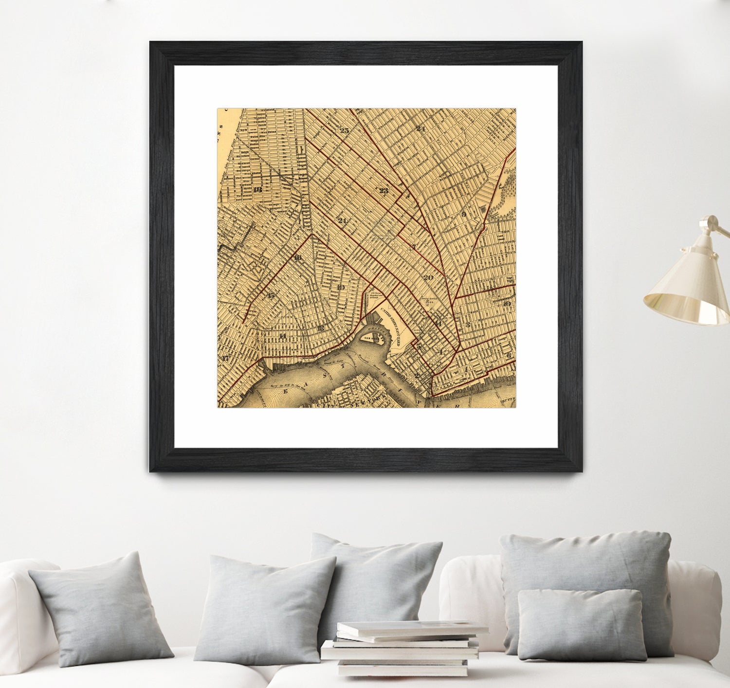 Vintage Map of Brooklyn New York (1874) by Adam Shaw on GIANT ART - white photo illustration