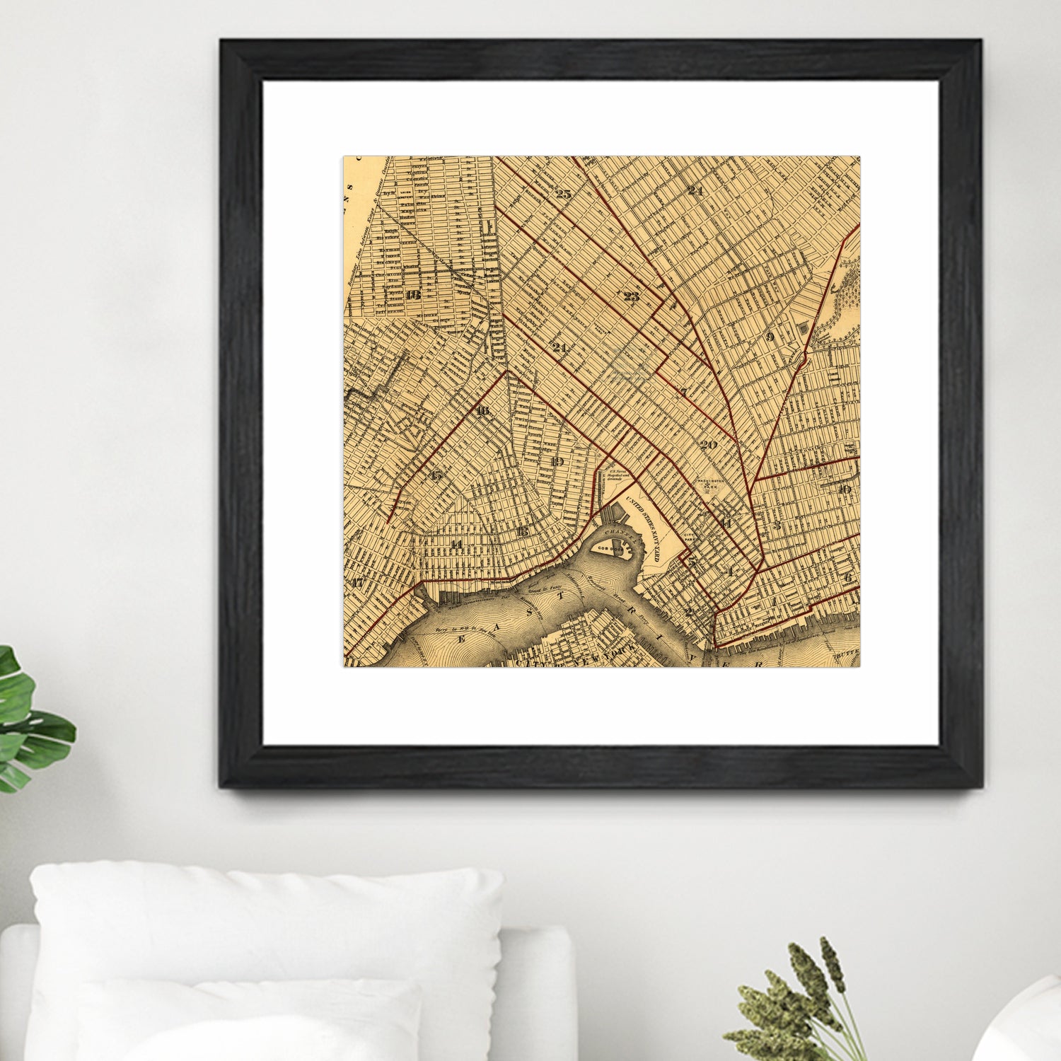 Vintage Map of Brooklyn New York (1874) by Adam Shaw on GIANT ART - white photo illustration