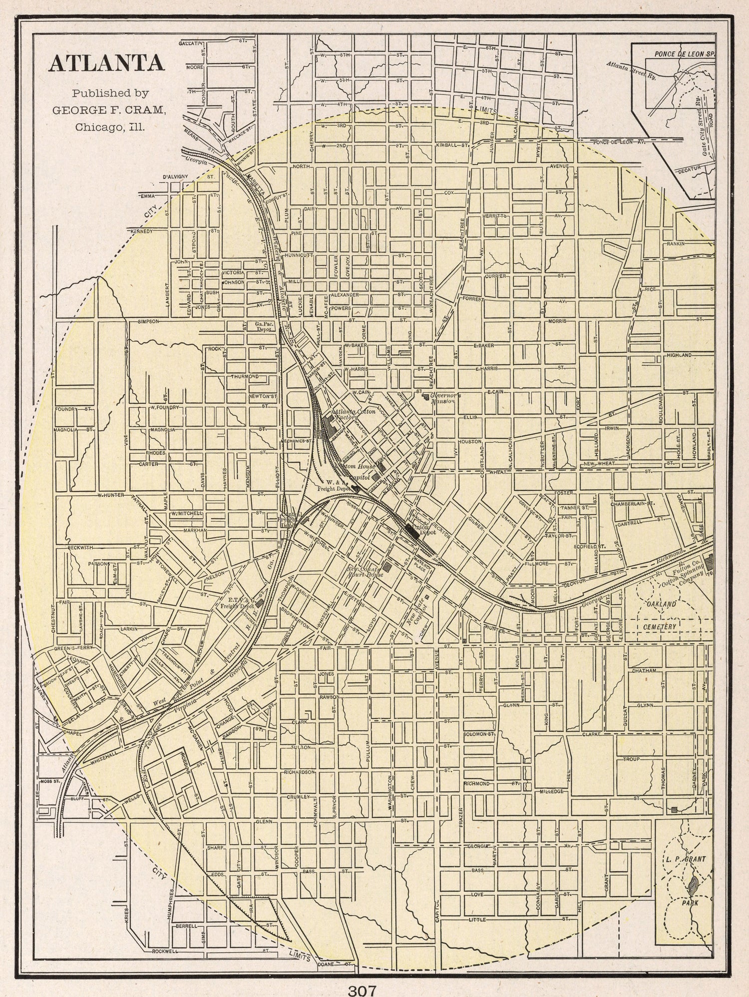 Vintage Map of Atlanta Georgia (1901) by Adam Shaw on GIANT ART - white photo illustration