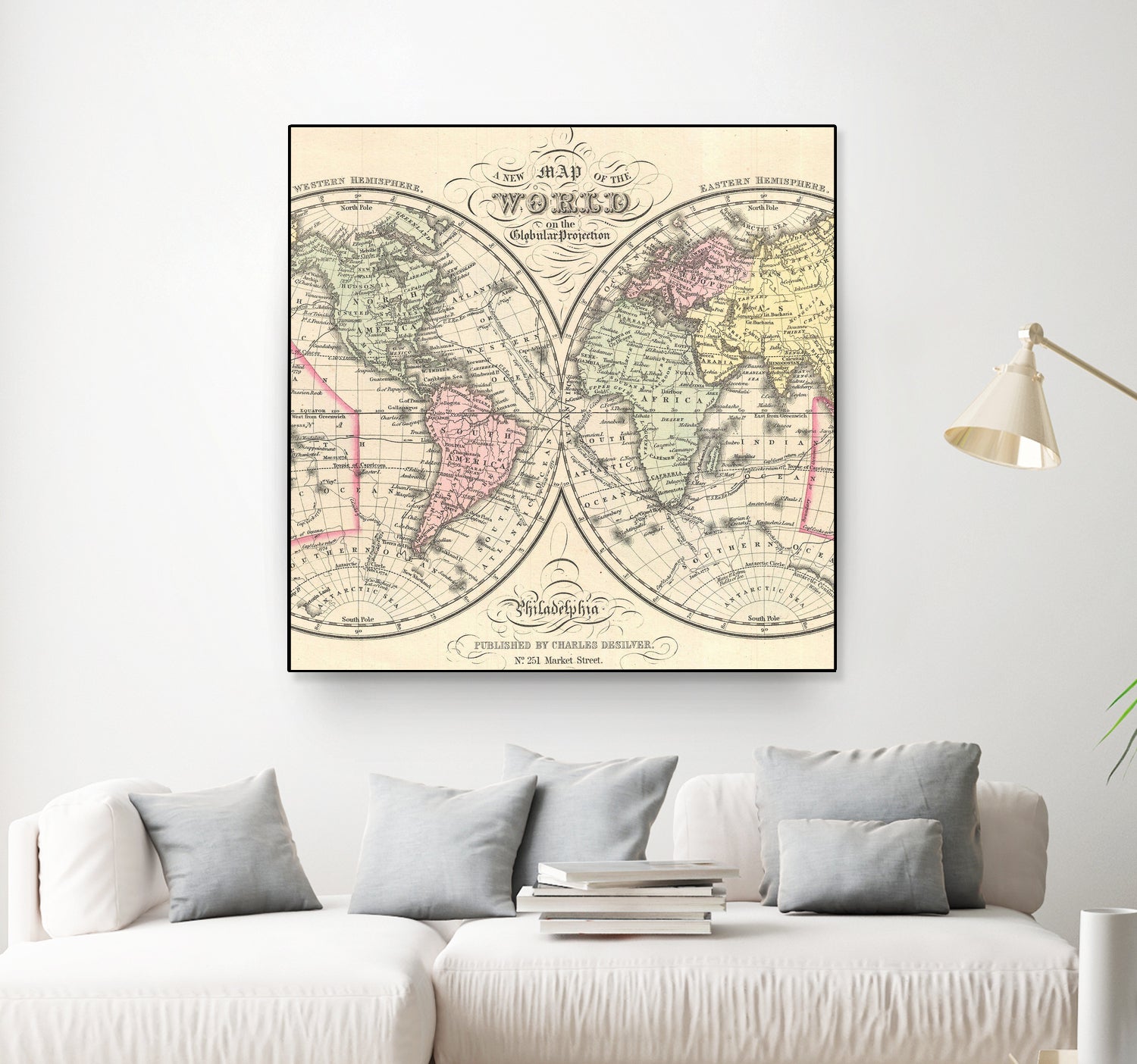 Vintage Map of The World (1856) by Adam Shaw on GIANT ART - white photo illustration