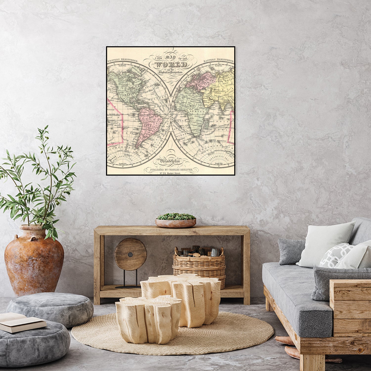 Vintage Map of The World (1856) by Adam Shaw on GIANT ART - white photo illustration