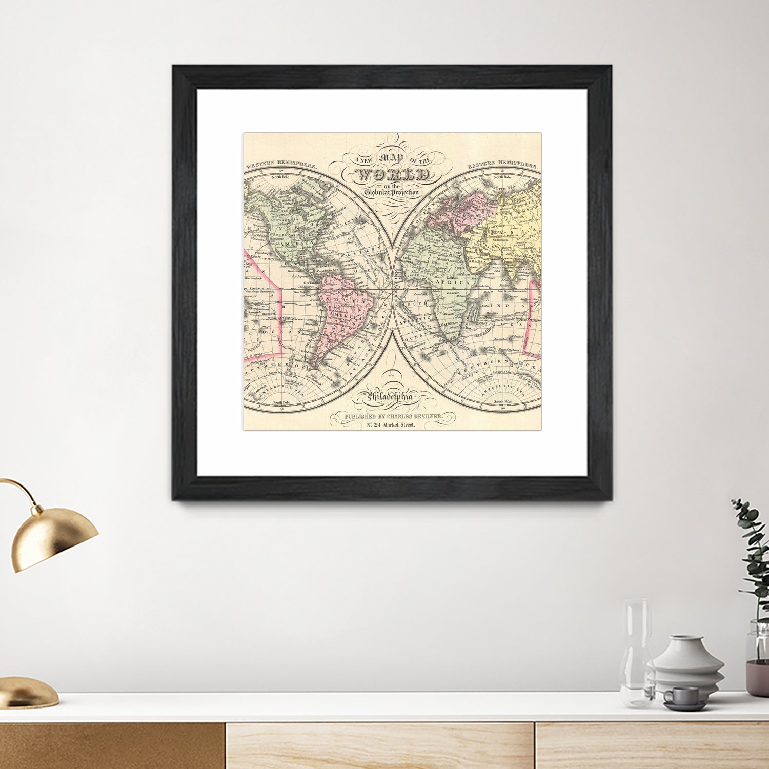 Vintage Map of The World (1856) by Adam Shaw on GIANT ART - white photo illustration