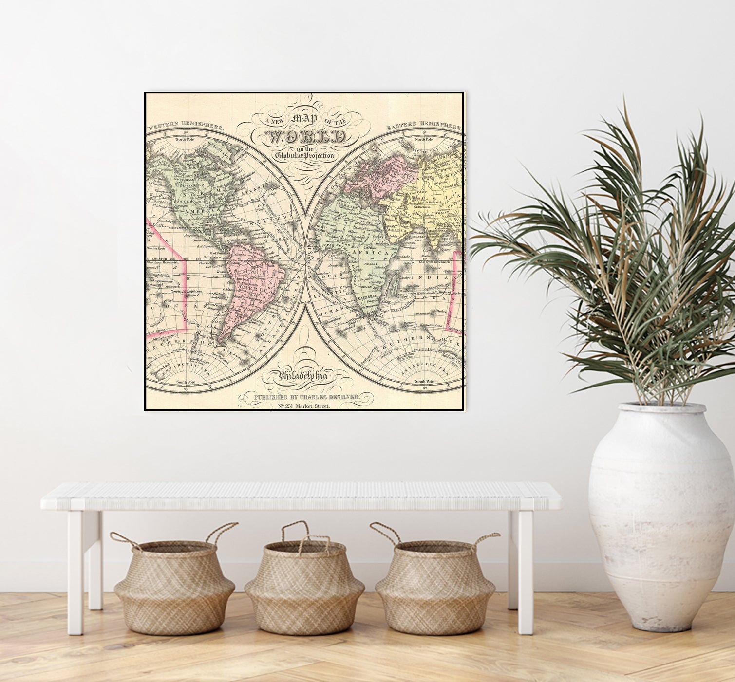 Vintage Map of The World (1856) by Adam Shaw on GIANT ART - white photo illustration