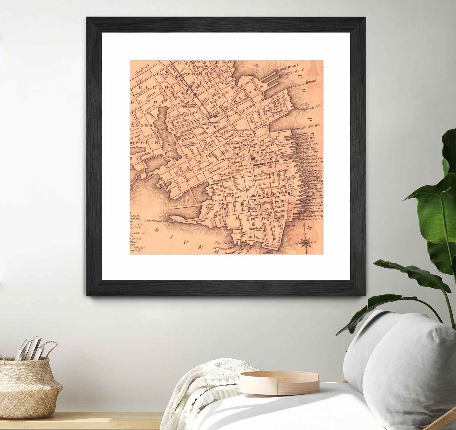 Vintage Map of Charleston South Carolina (1849) by Adam Shaw on GIANT ART - white photo illustration