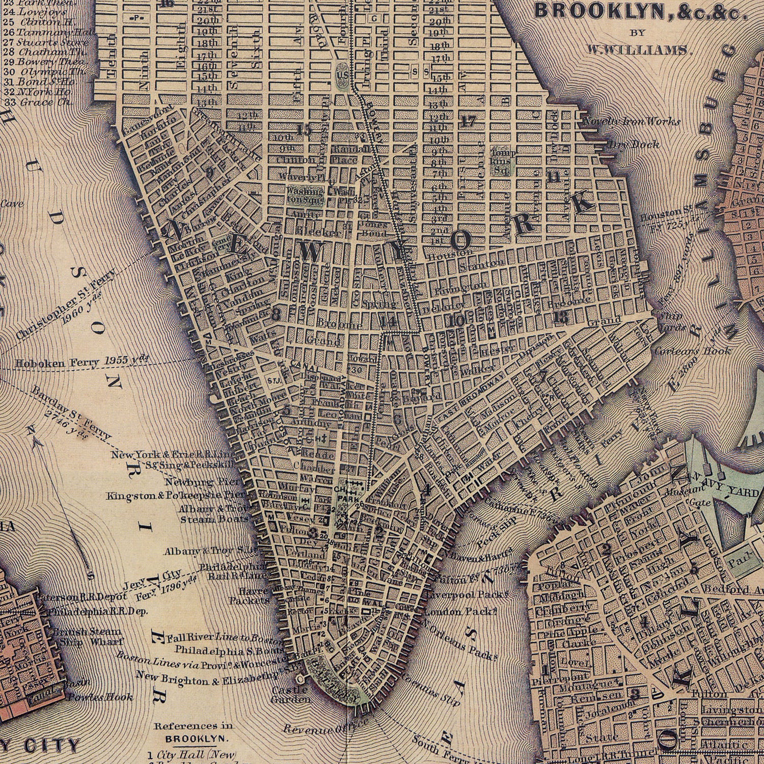 Vintage Map of Lower Manhattan (1847) by Adam Shaw on GIANT ART - white photo illustration