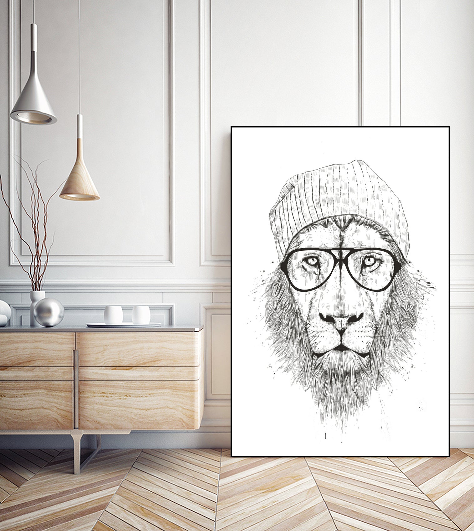 Cool lion (bw) by Solti Balázs on GIANT ART - white digital drawing