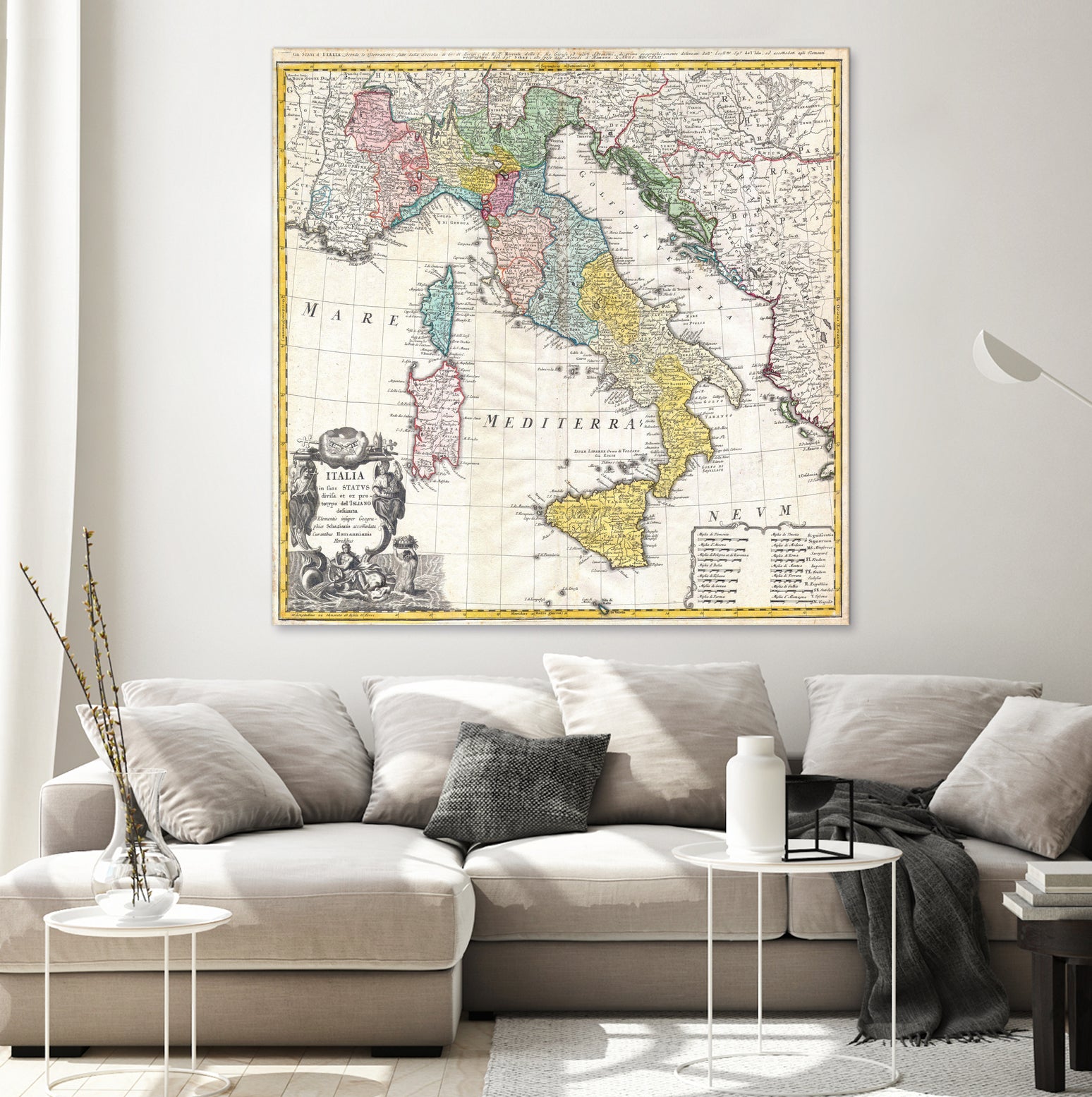 Vintage Map of Italy (1742) by Adam Shaw on GIANT ART - white photo illustration