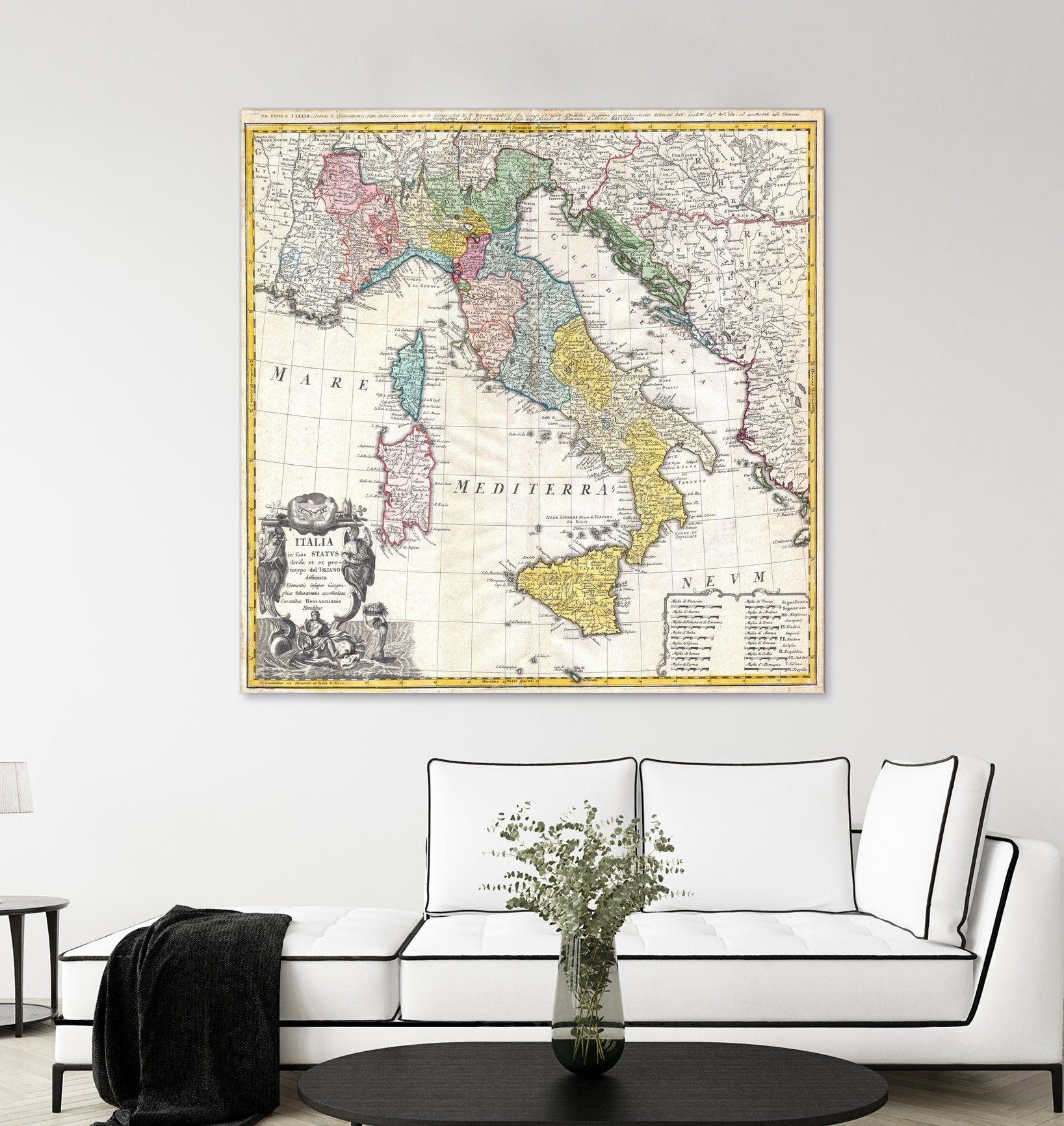 Vintage Map of Italy (1742) by Adam Shaw on GIANT ART - white photo illustration