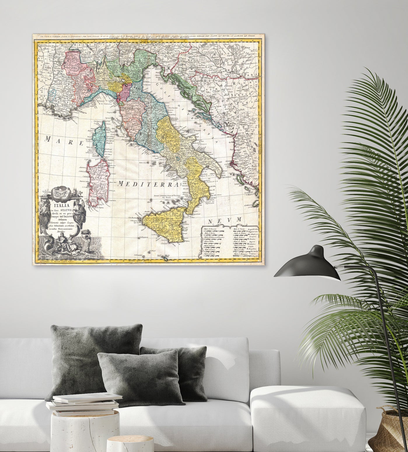 Vintage Map of Italy (1742) by Adam Shaw on GIANT ART - white photo illustration