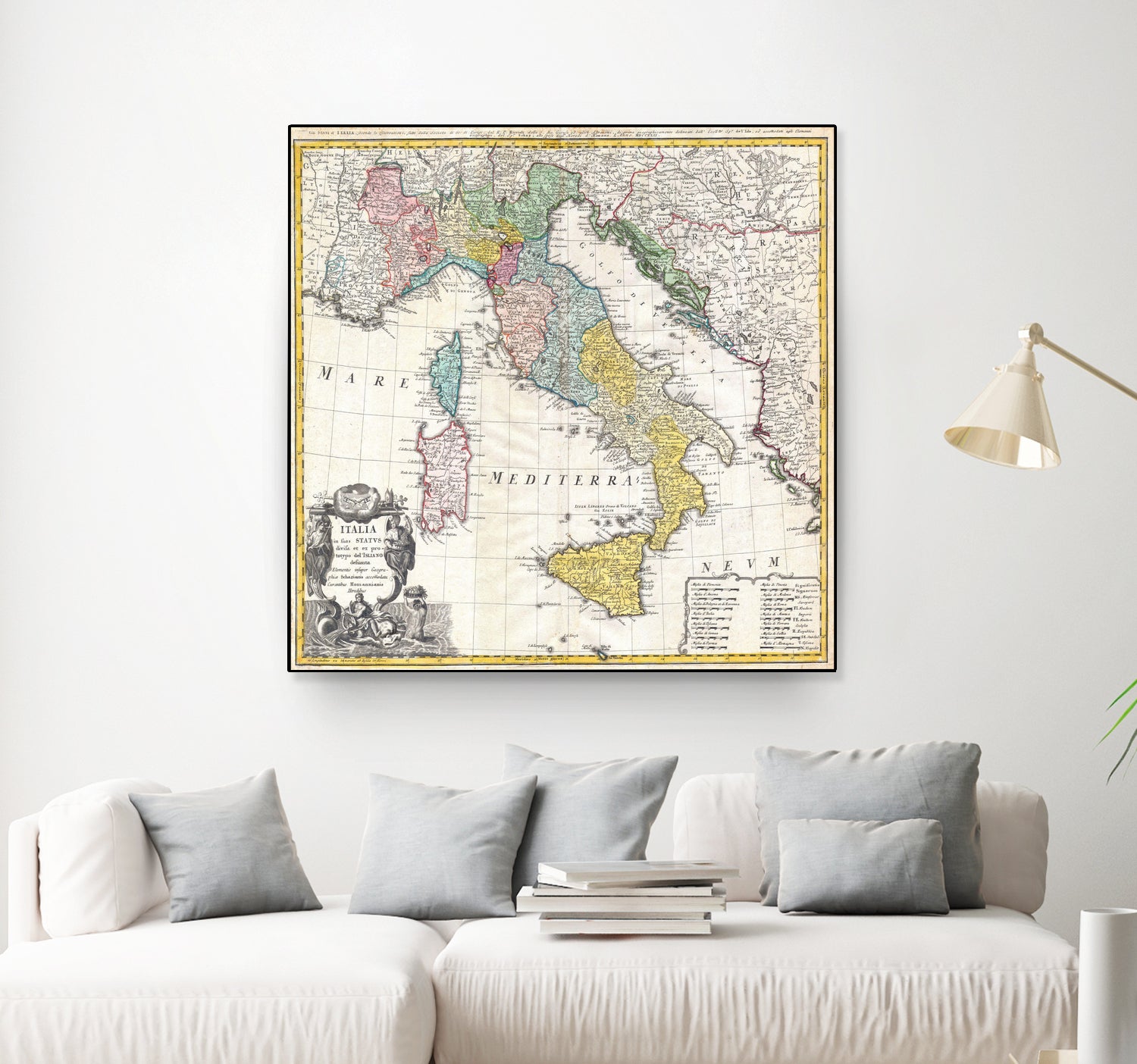 Vintage Map of Italy (1742) by Adam Shaw on GIANT ART - white photo illustration