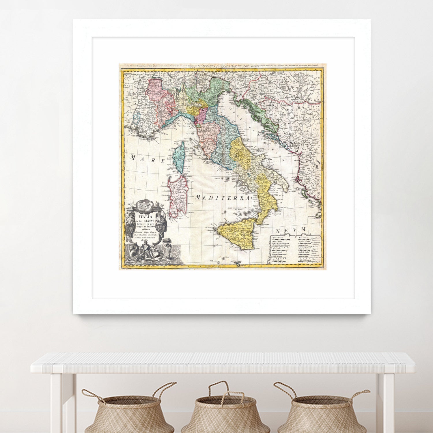 Vintage Map of Italy (1742) by Adam Shaw on GIANT ART - white photo illustration