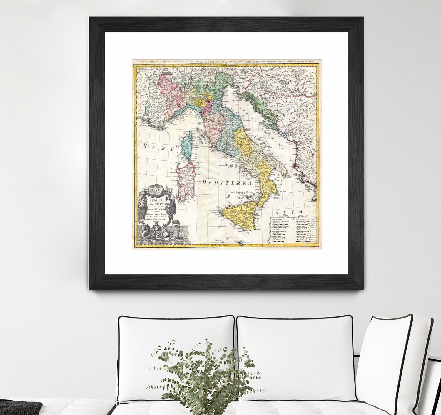 Vintage Map of Italy (1742) by Adam Shaw on GIANT ART - white photo illustration