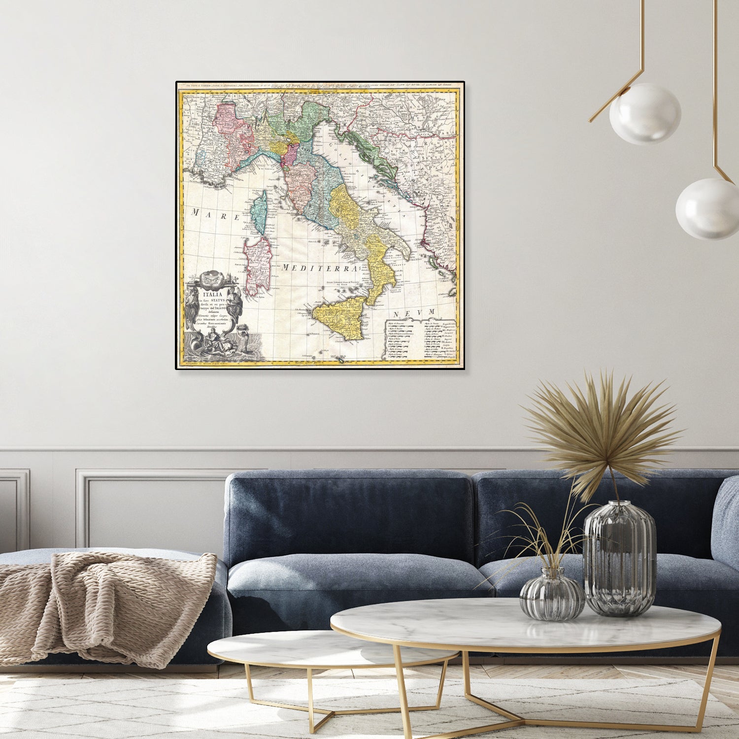 Vintage Map of Italy (1742) by Adam Shaw on GIANT ART - white photo illustration