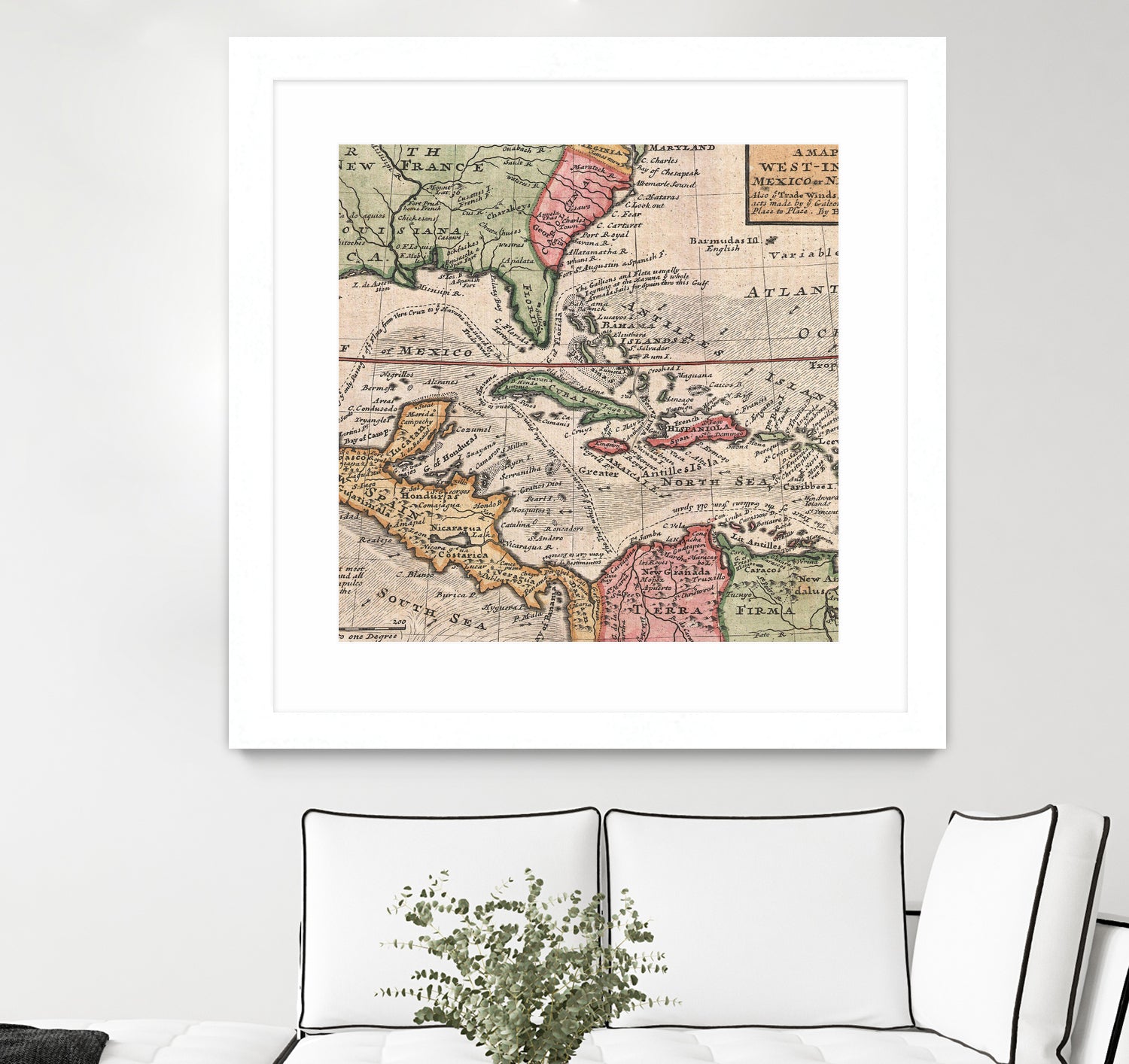 Vintage Map of The Americas (1732) by Adam Shaw on GIANT ART - white photo illustration