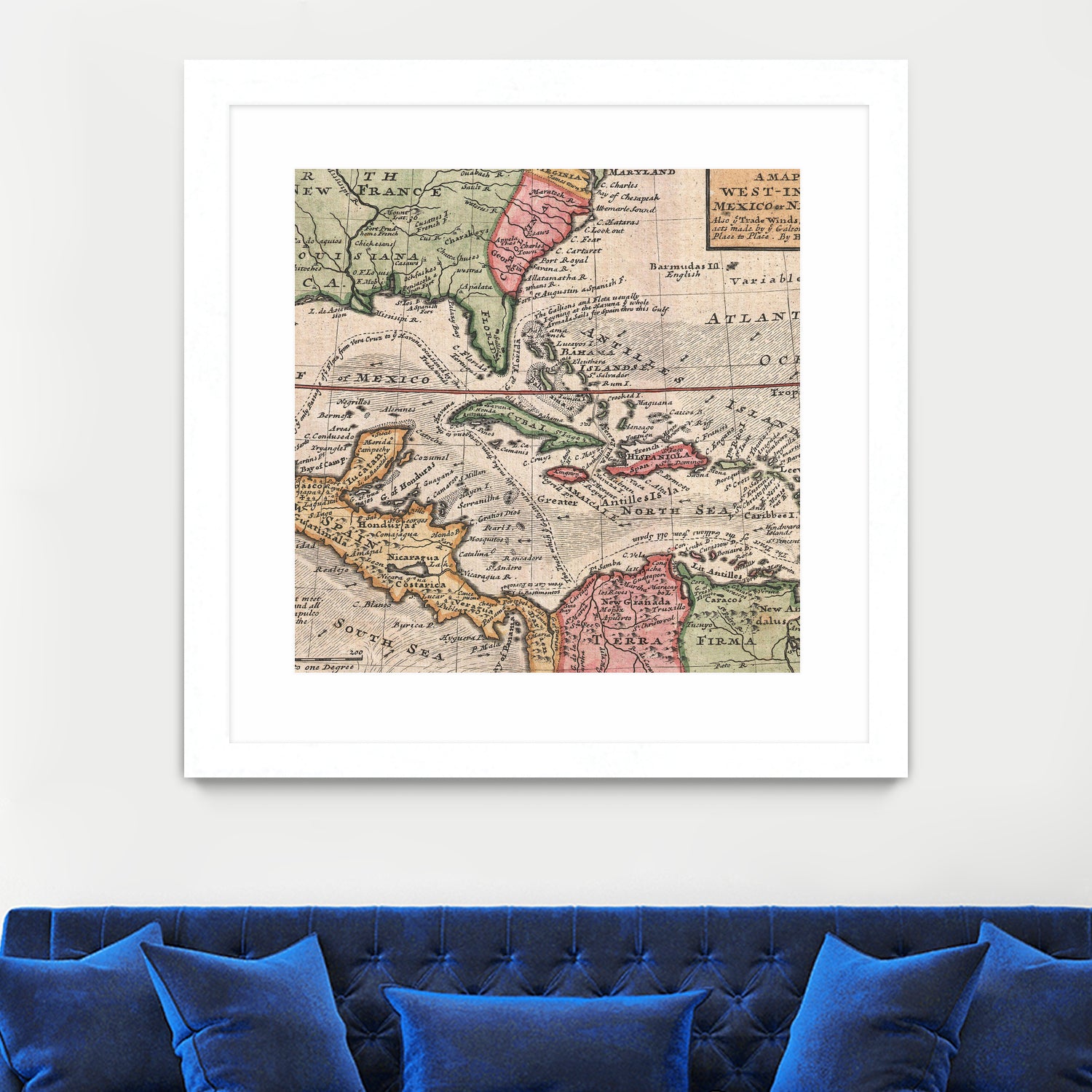 Vintage Map of The Americas (1732) by Adam Shaw on GIANT ART - white photo illustration