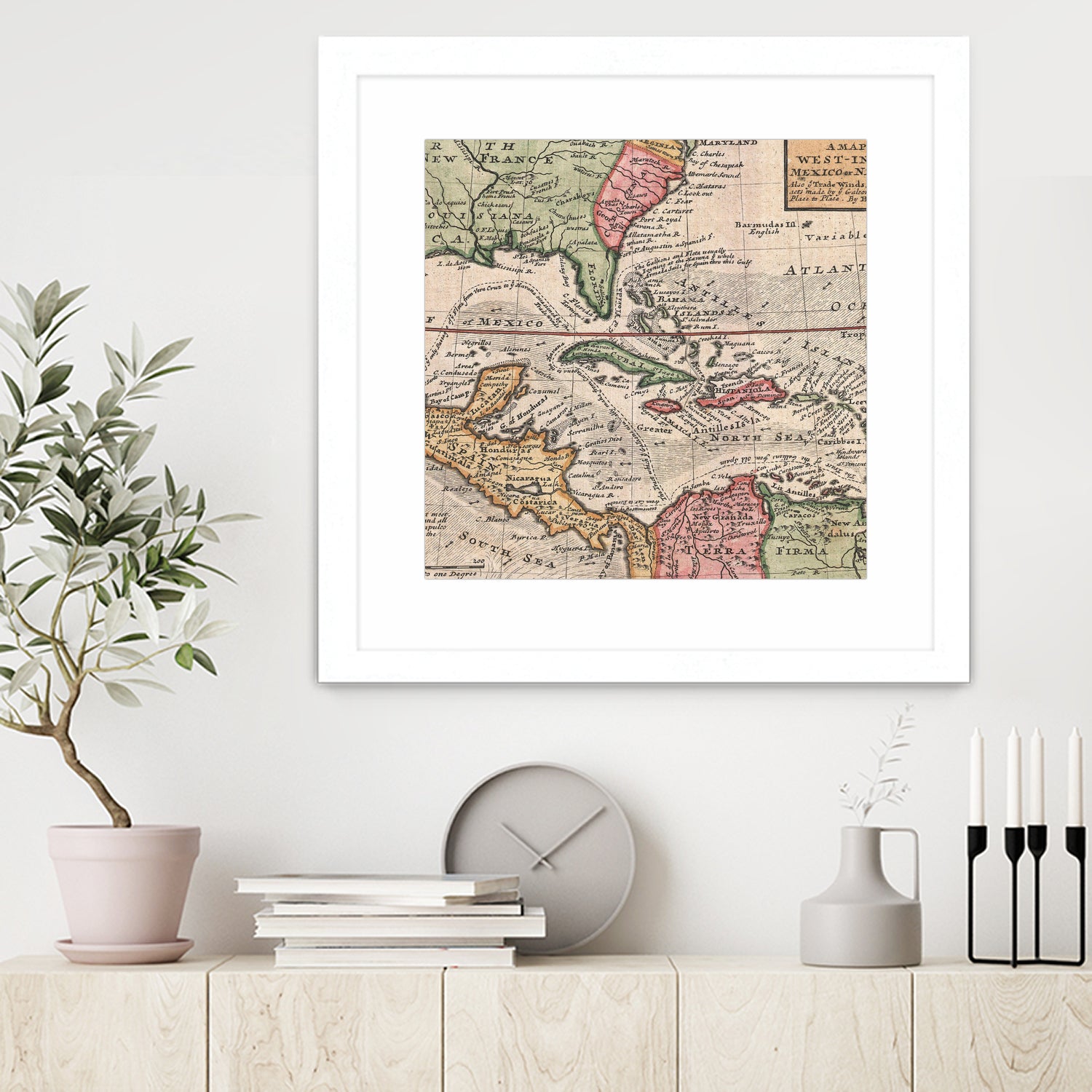 Vintage Map of The Americas (1732) by Adam Shaw on GIANT ART - white photo illustration