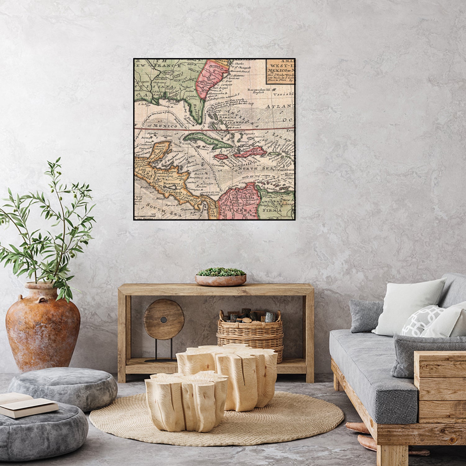 Vintage Map of The Americas (1732) by Adam Shaw on GIANT ART - white photo illustration