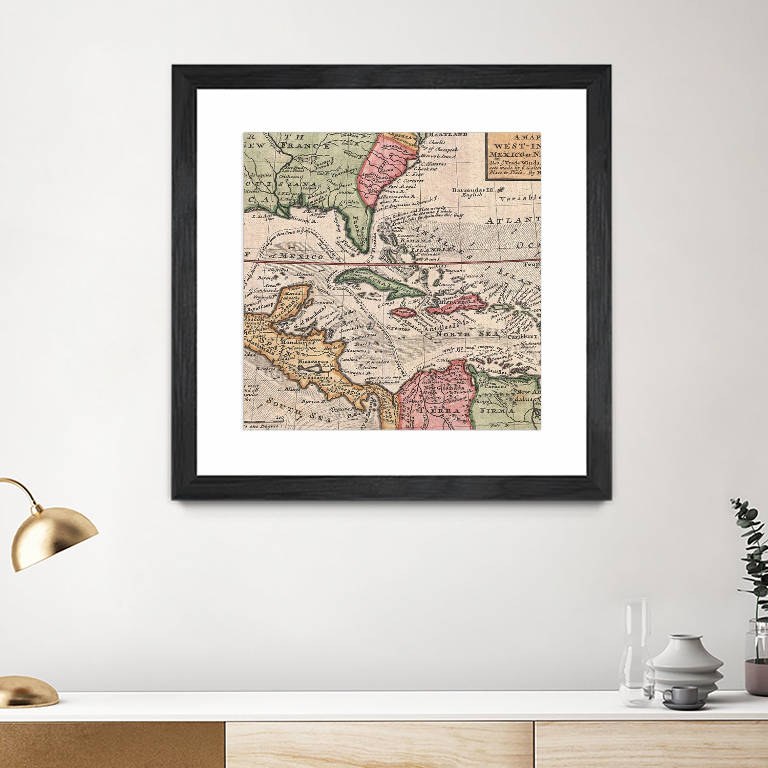 Vintage Map of The Americas (1732) by Adam Shaw on GIANT ART - white photo illustration