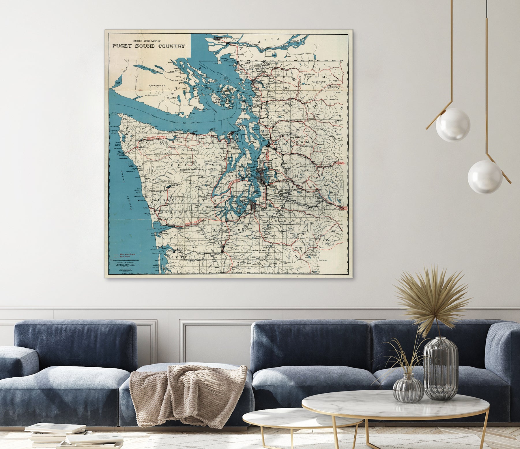 Vintage Map of The Puget Sound (1919) by Adam Shaw on GIANT ART - white photo illustration