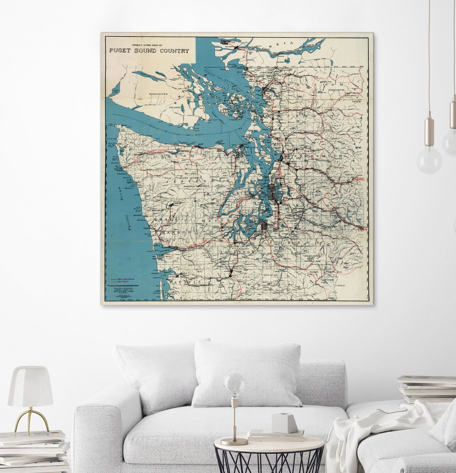 Vintage Map of The Puget Sound (1919) by Adam Shaw on GIANT ART - white photo illustration