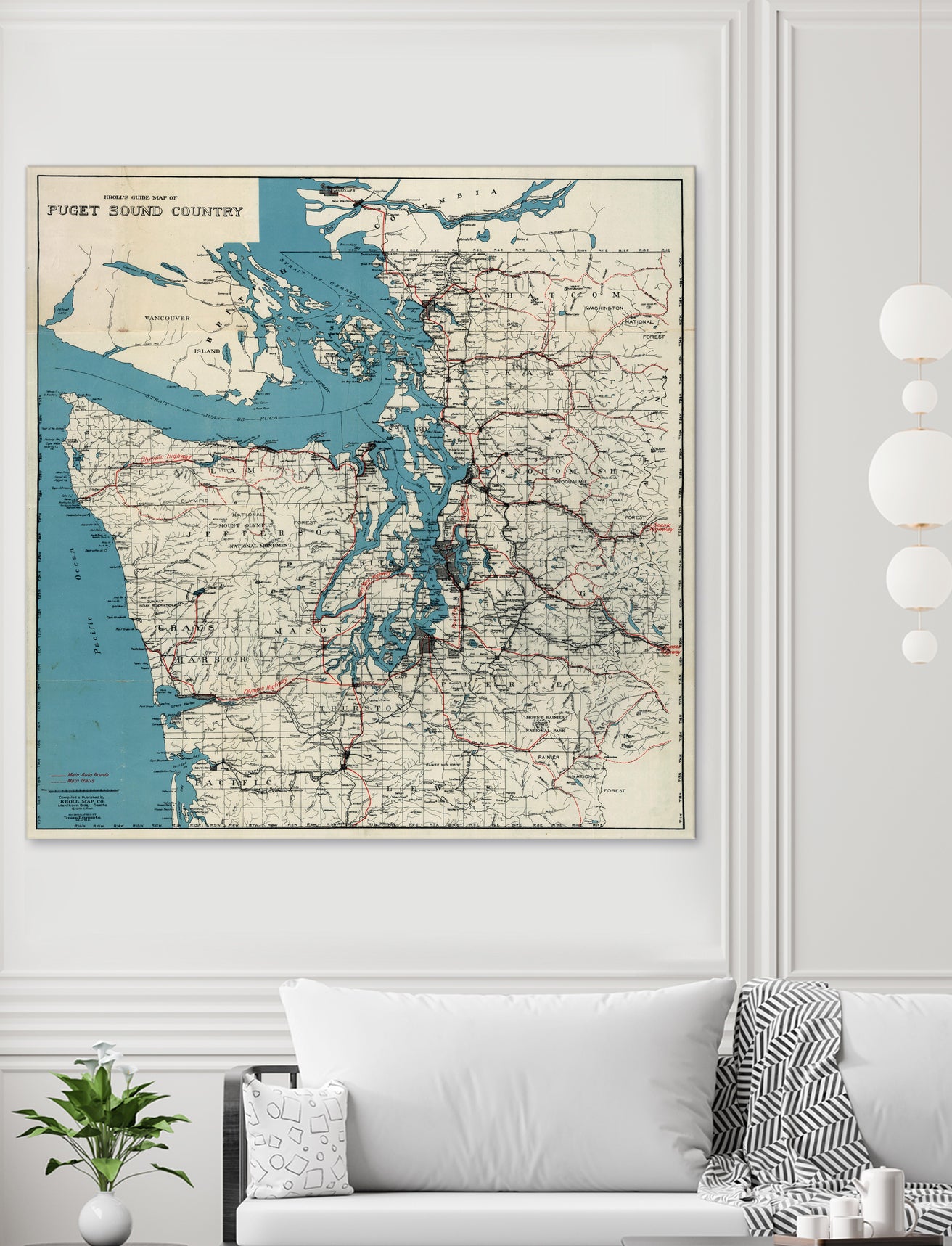 Vintage Map of The Puget Sound (1919) by Adam Shaw on GIANT ART - white photo illustration