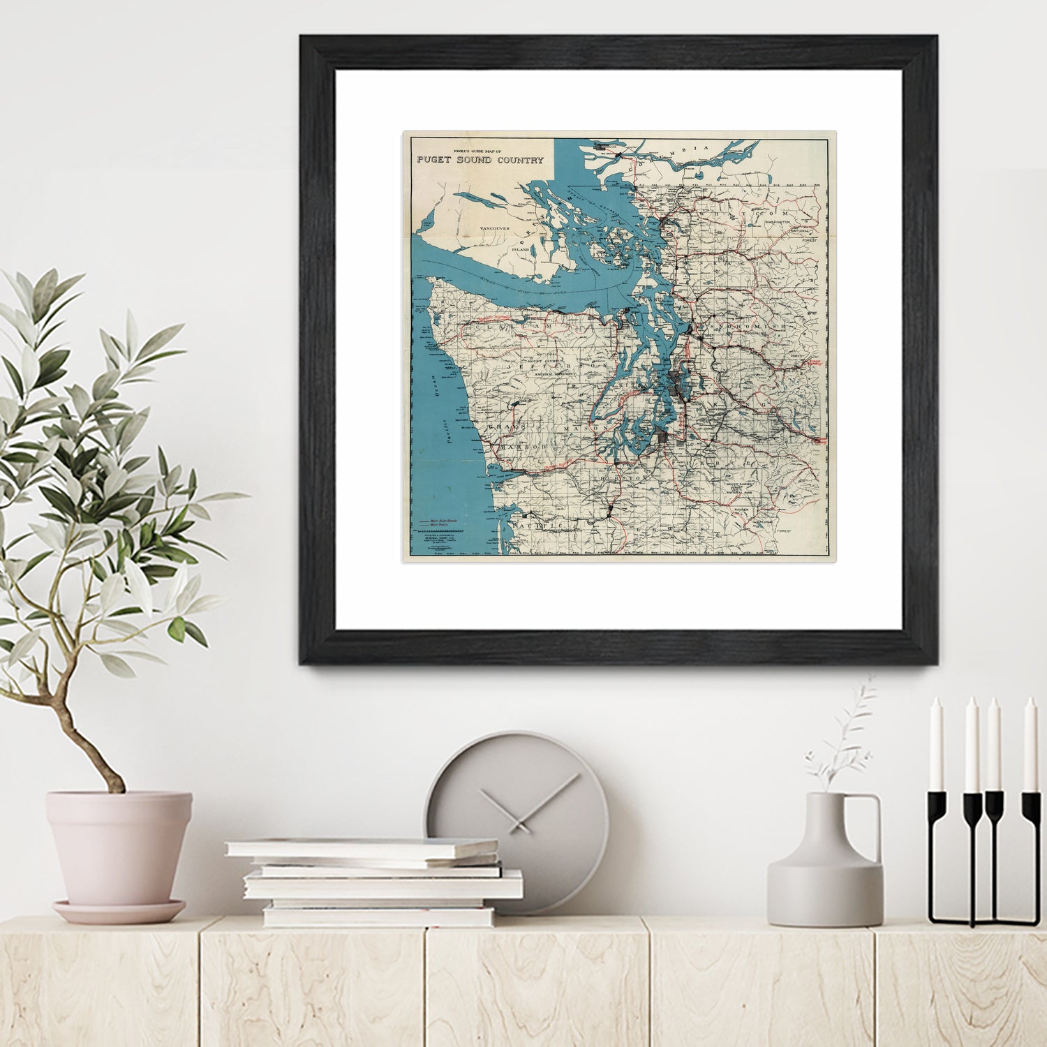 Vintage Map of The Puget Sound (1919) by Adam Shaw on GIANT ART - white photo illustration